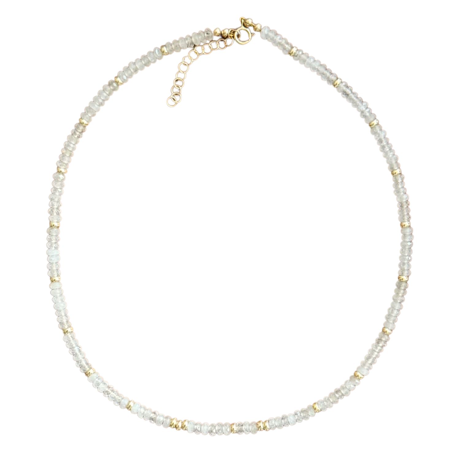 Herself Collections Women's White / Gold Gold & Moonstone Morse Code Necklace - Peace In Brown