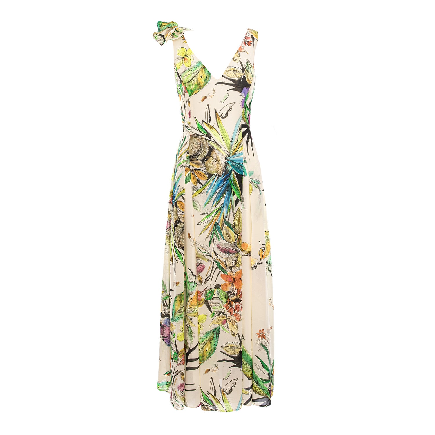 Women's Viscose Midi Dress In Pastel Floral Print | XXL | Izabela Mandoiu