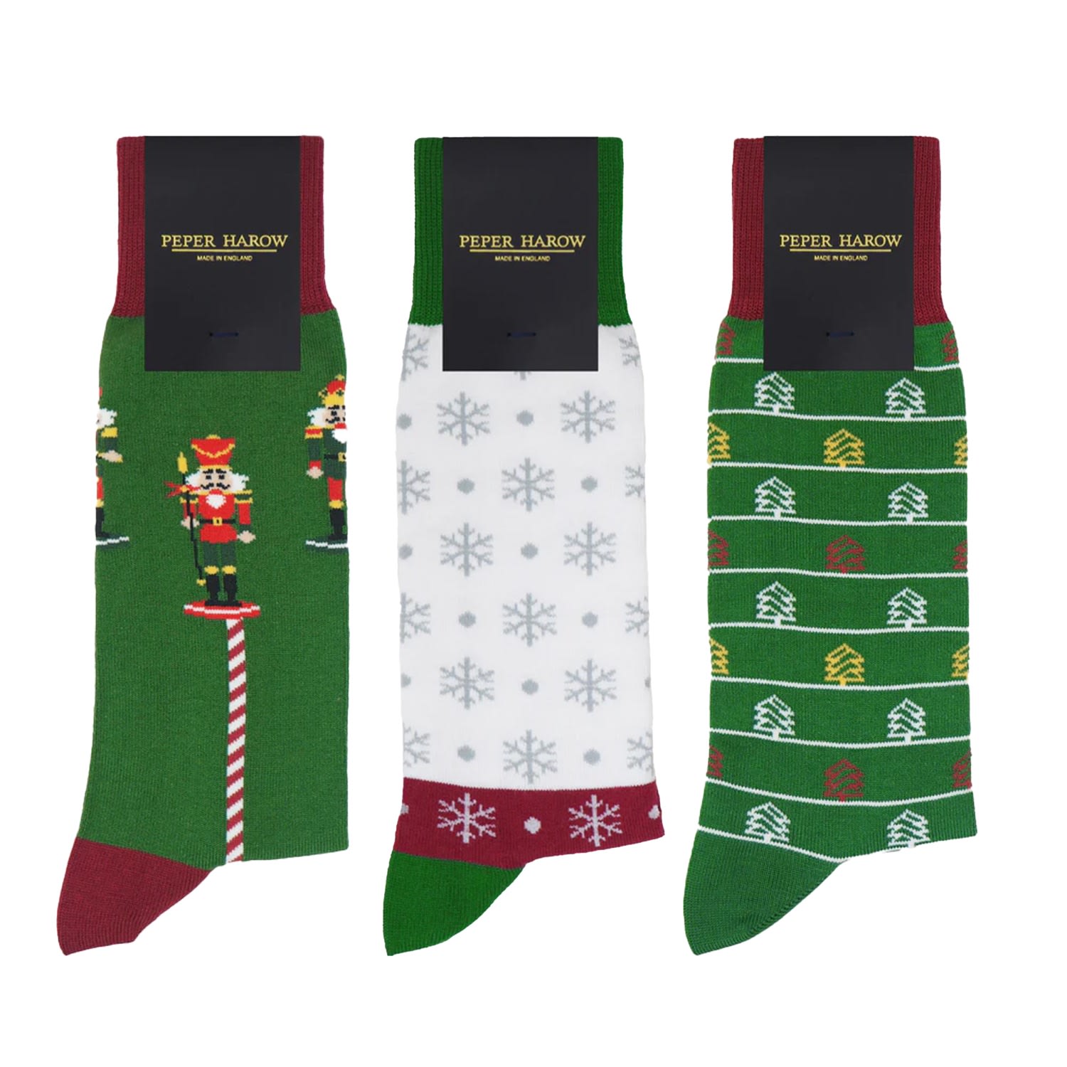 Traditional Christmas Men’s Socks Three Pack One Size Peper Harow - Made in England