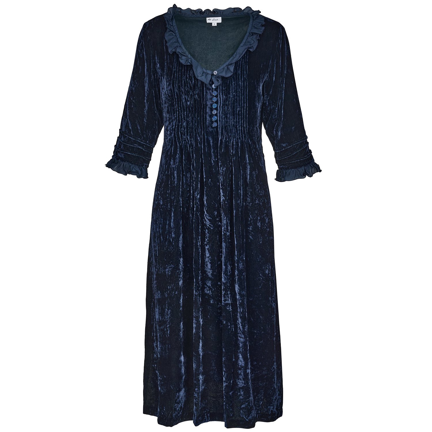 At Last... Women's Blue Silk Velvet Karen Dress In Navy In Blue