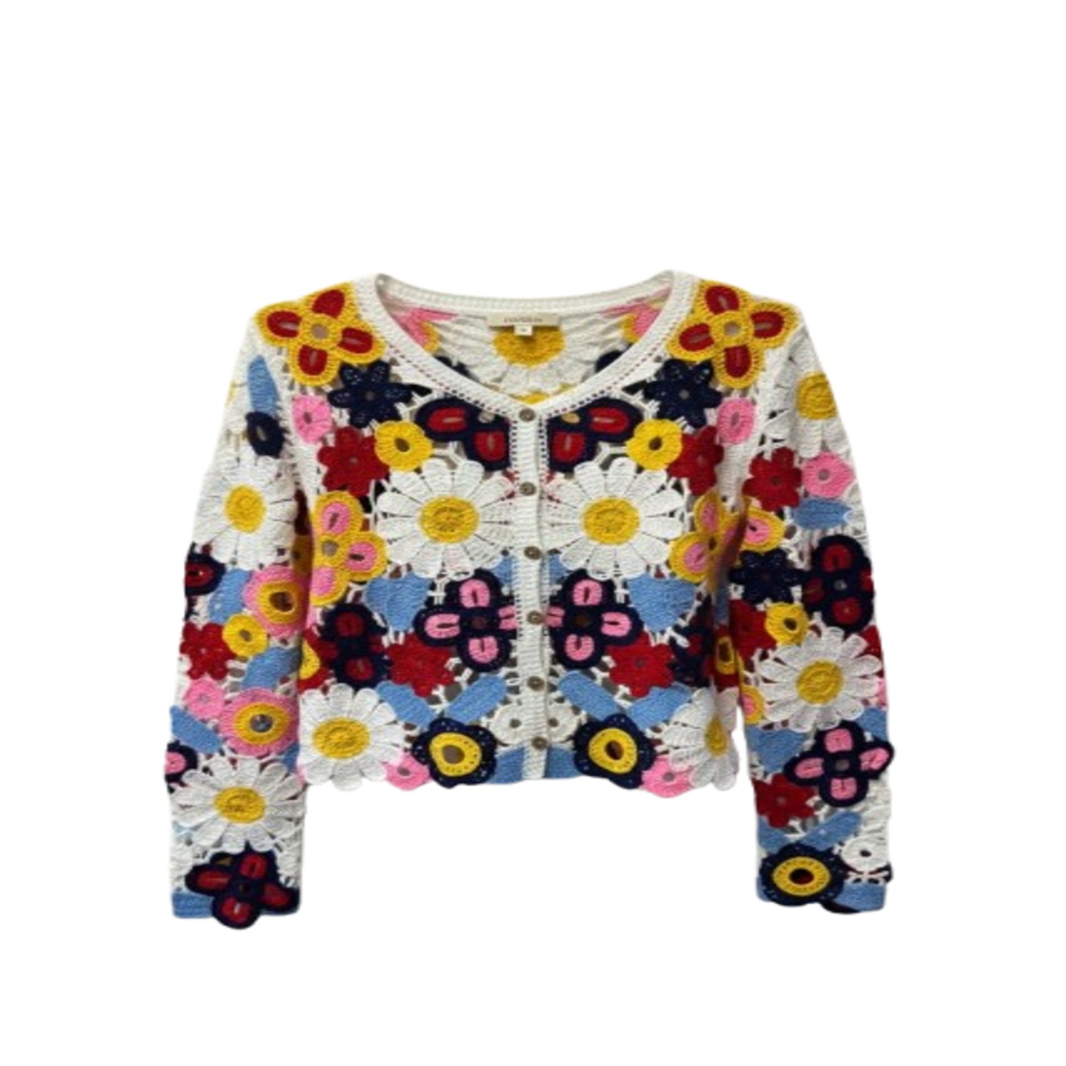 Saachi Women's White Flower Lace Crochet Ivory Jacket In Multi