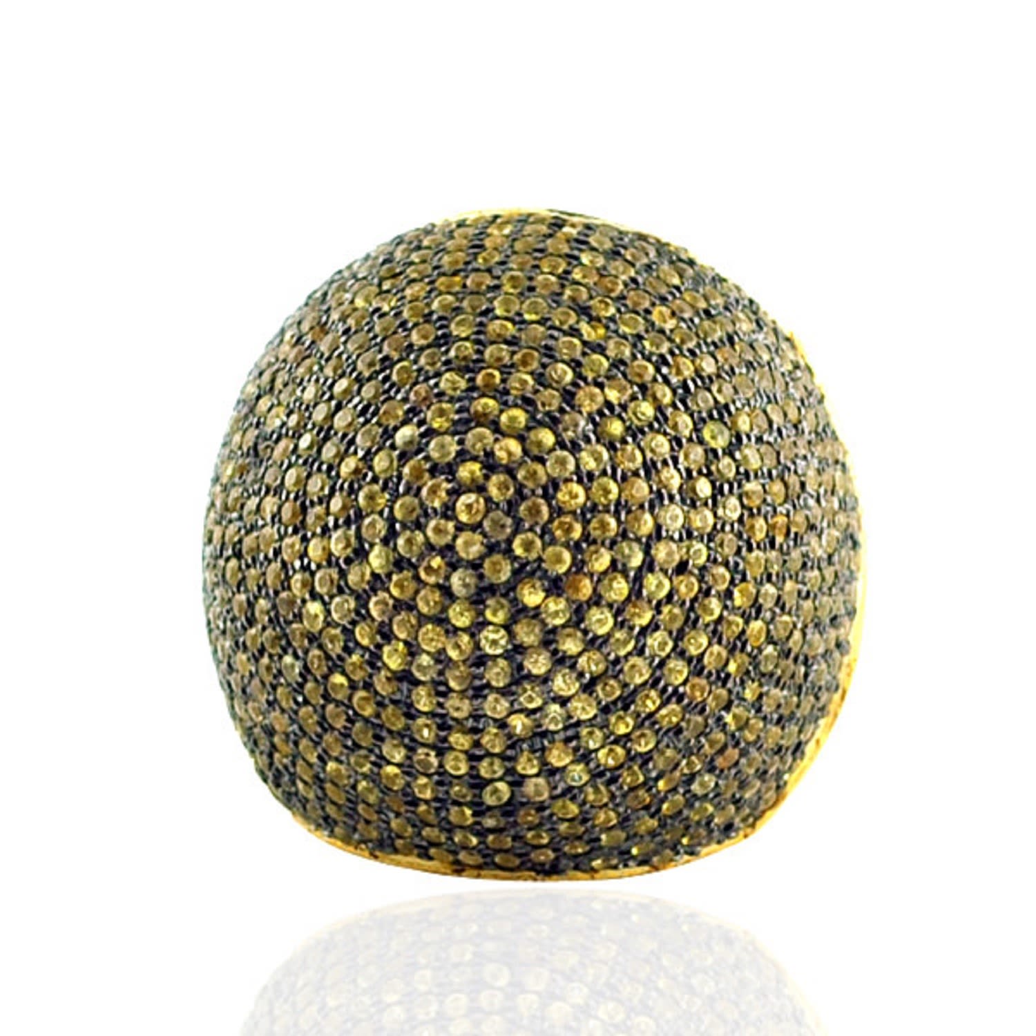 Women’s Gold / Yellow / Orange Gold Sterling Silver Pave Yellow Sapphire Dome Ring Artisan