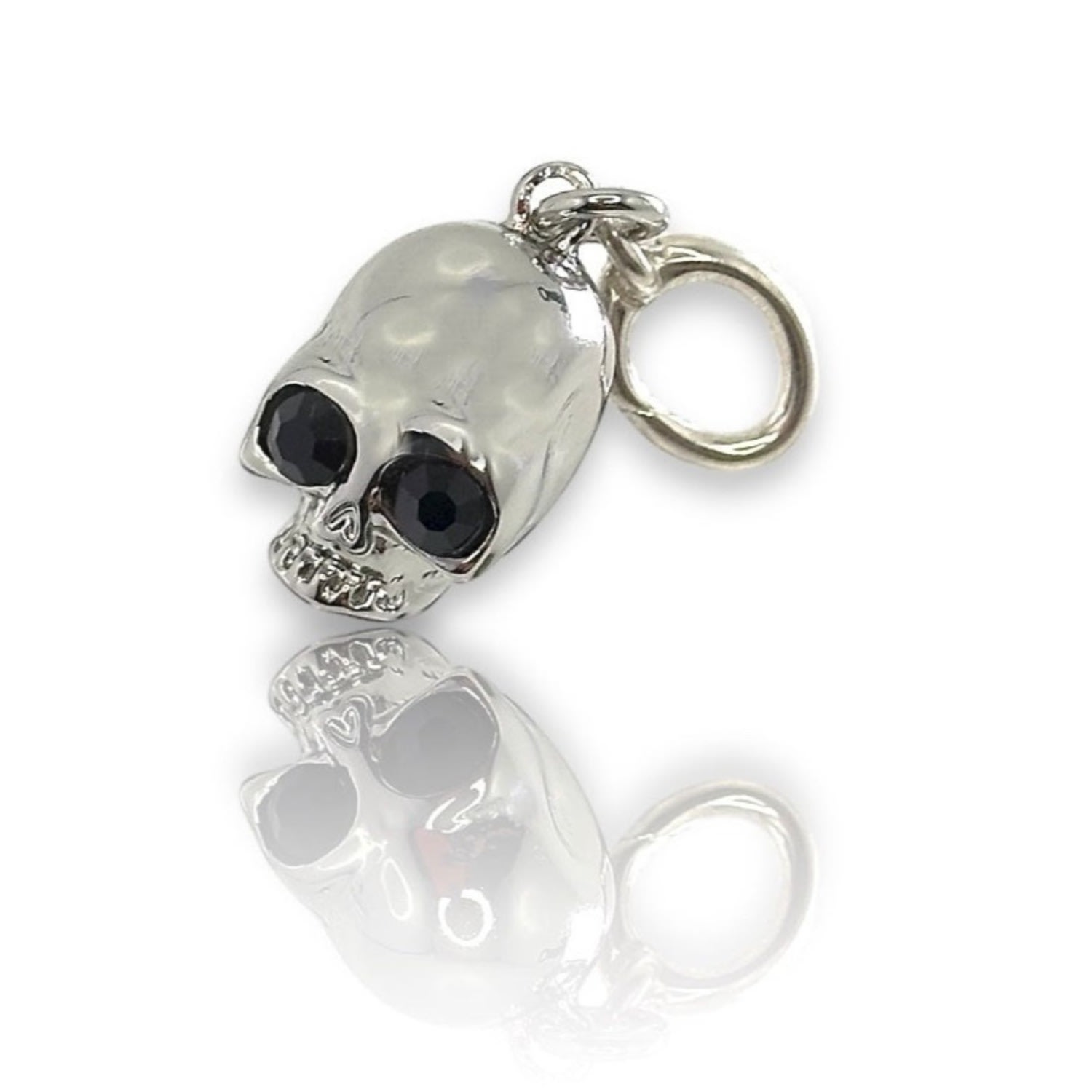 Women’s Silver Lenny Skull Charm In White Gold Jagged Halo Jewelry