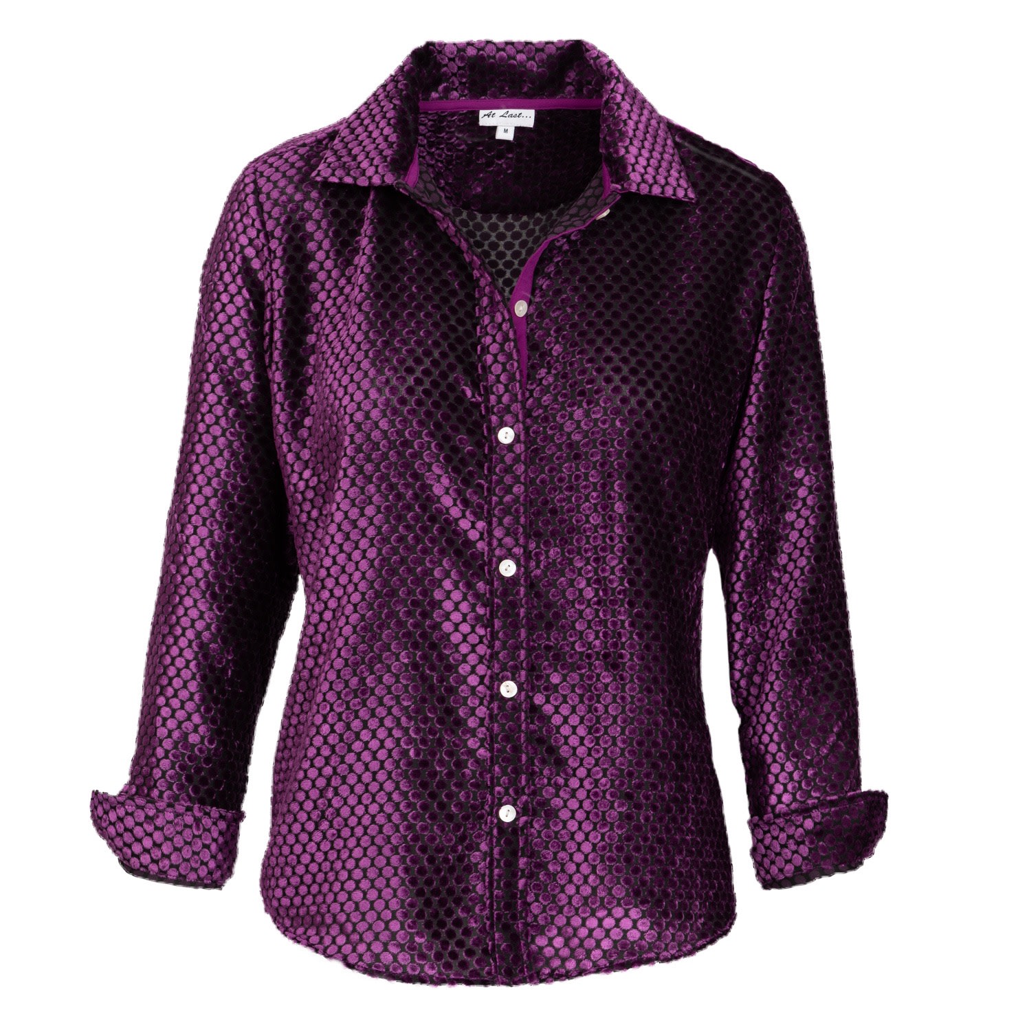 Women’s Pink / Purple Karen Silk Velvet Shirt- Purple Spot XXL At Last...