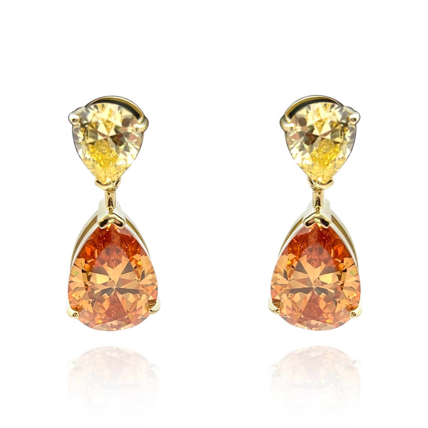 Michael Nash Jewelry Women's Brown / Neutrals Canary And Brown Diamond Cubic Zirconia Pear Shaped Drop Earrings In Sterli In Brown