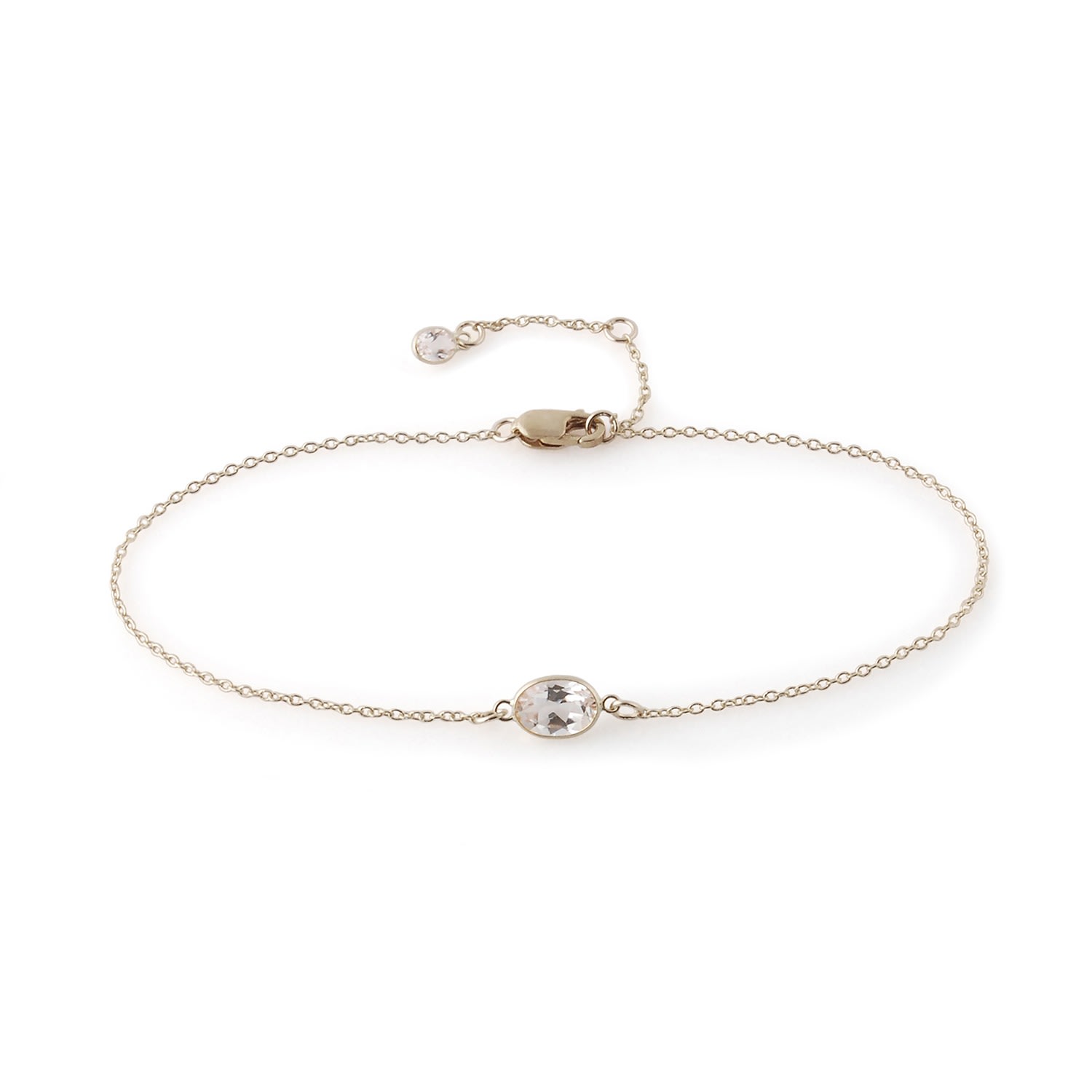 Women’s White / Silver Single Stone Bezel Set White Topaz Bracelet In 14 Karat White Gold Amy Gambill Designs