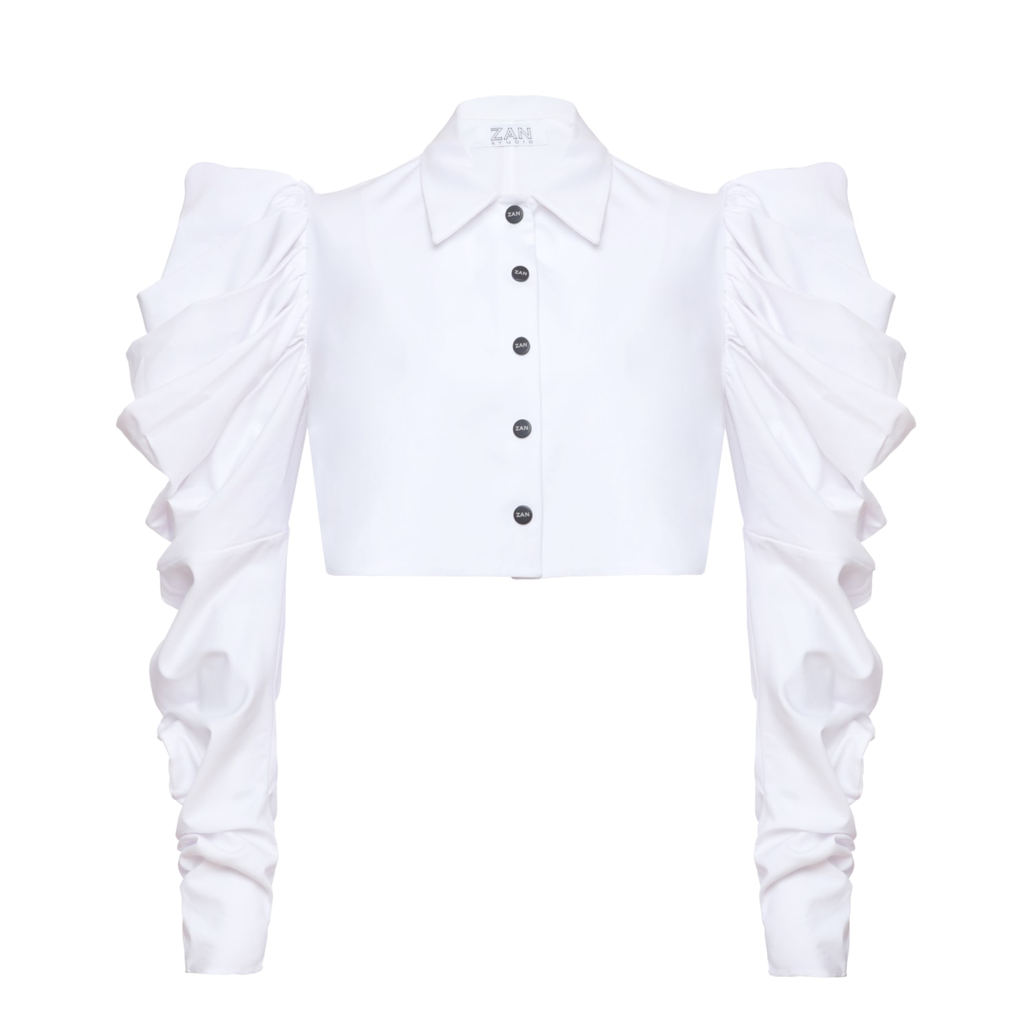 Zan Studio Women's Cropped White Jacket With Wing In White
