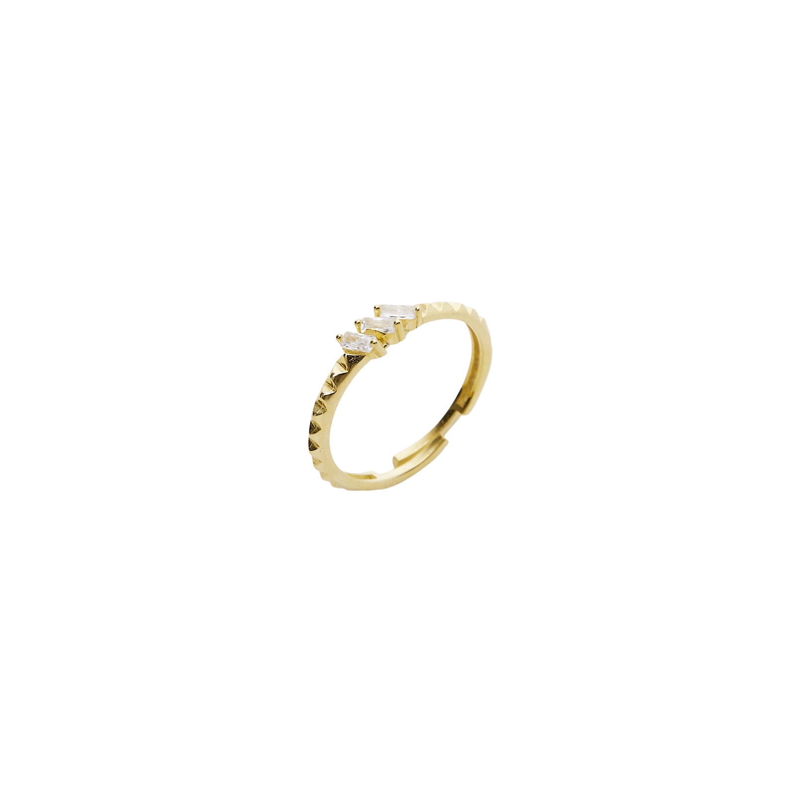 Spero London Women's Three Parallel Baguette Gemstone Sterling Silver Ring - Gold