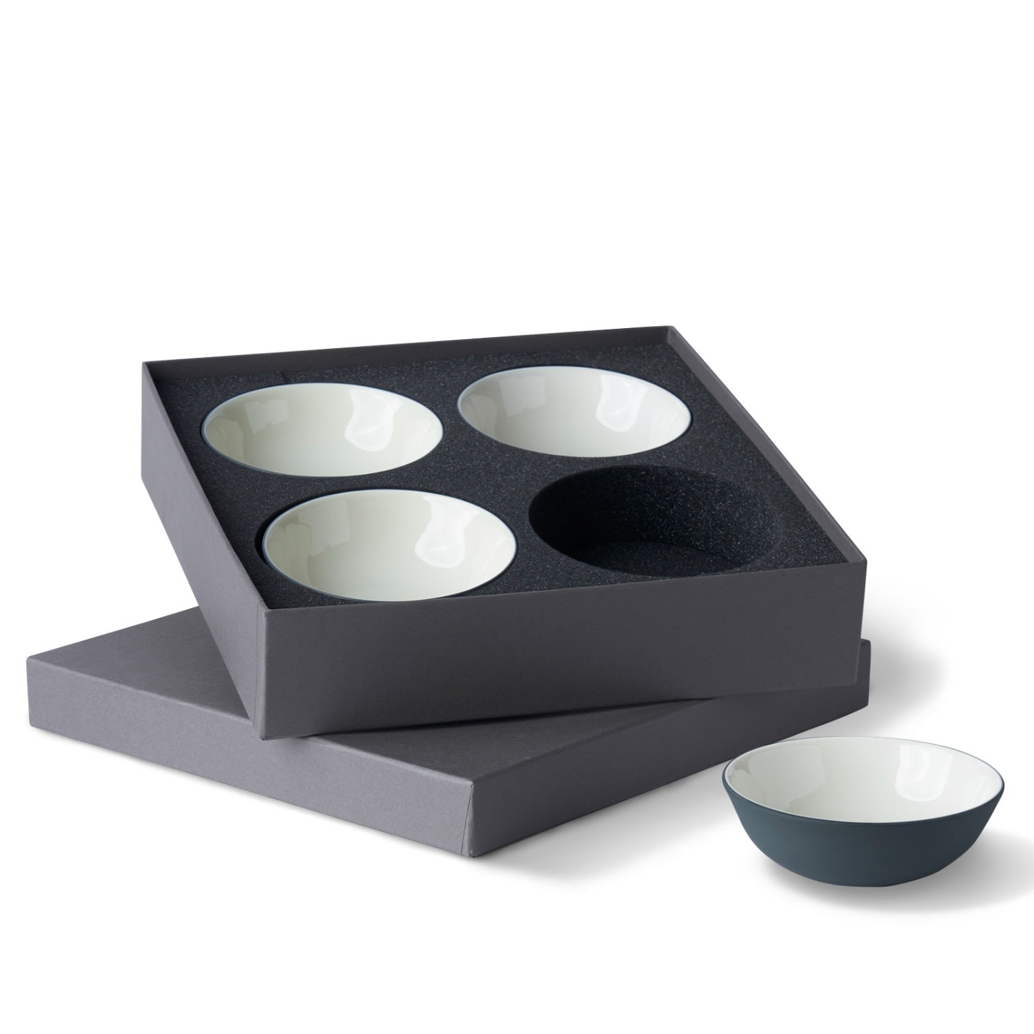 Esma Dereboy Neutrals / Black / White Round Small Bowl Set Of Four Black Ivory Colour In Multi