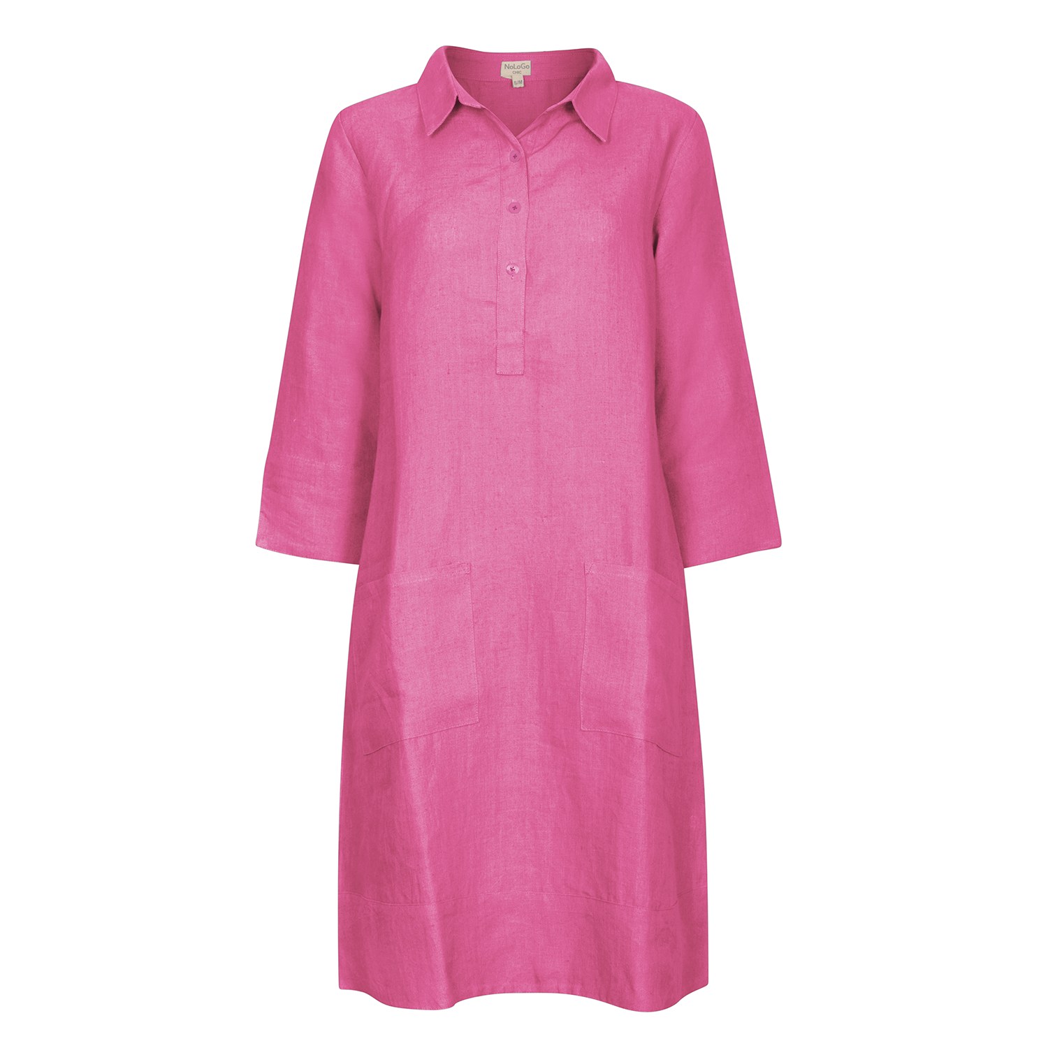 Nologo-chic Women's Pink / Purple Up Town Linen Shirt Dress - Peony Pink