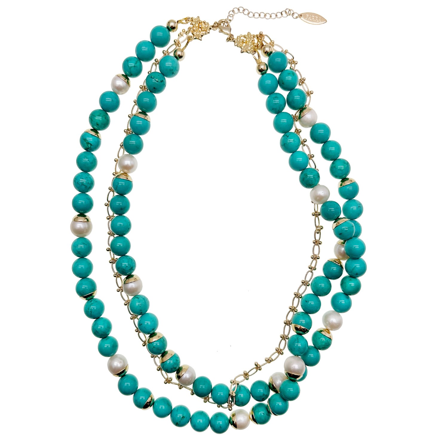 Farra Women's Blue Turquoise & Freshwater Pearls Multi-layers Necklace
