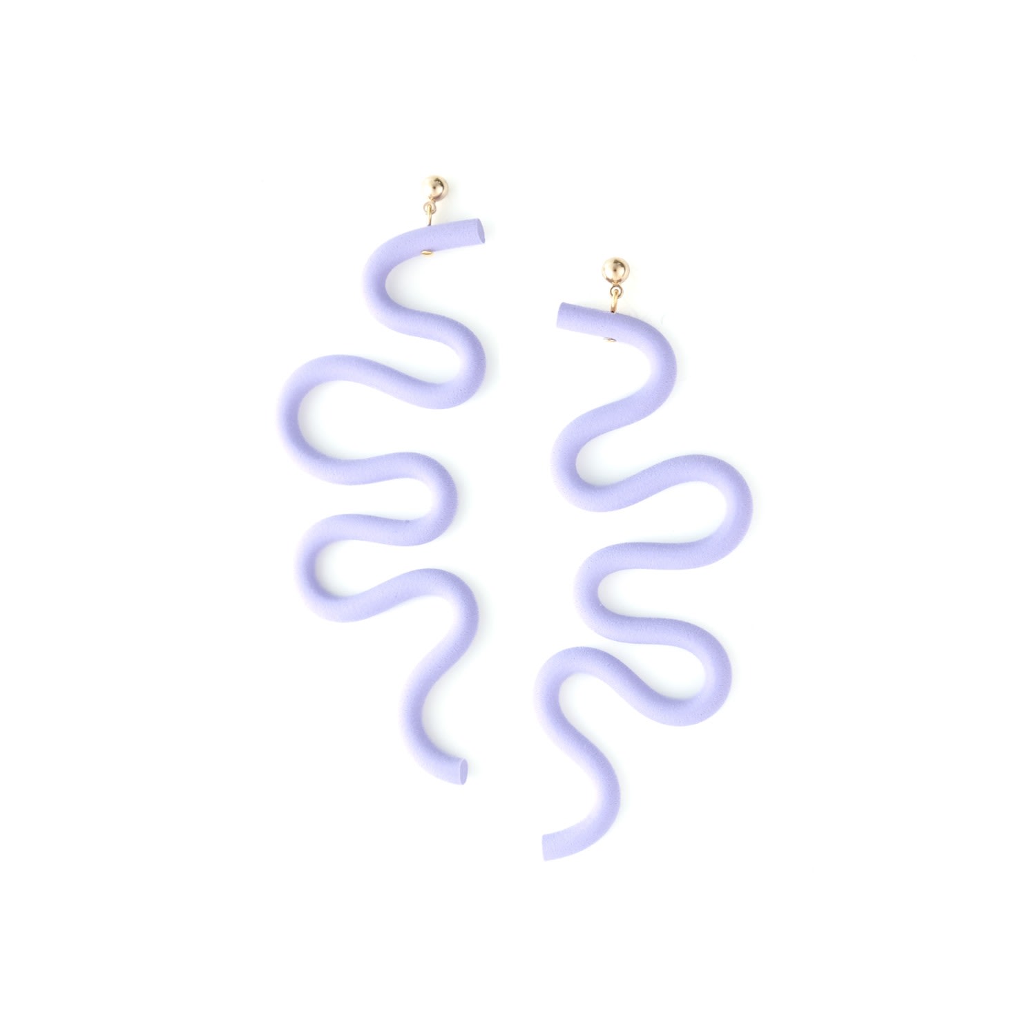 By Chavelli Women's Purple Small Tube Squiggles Dangly Earrings In Lavender In Purple