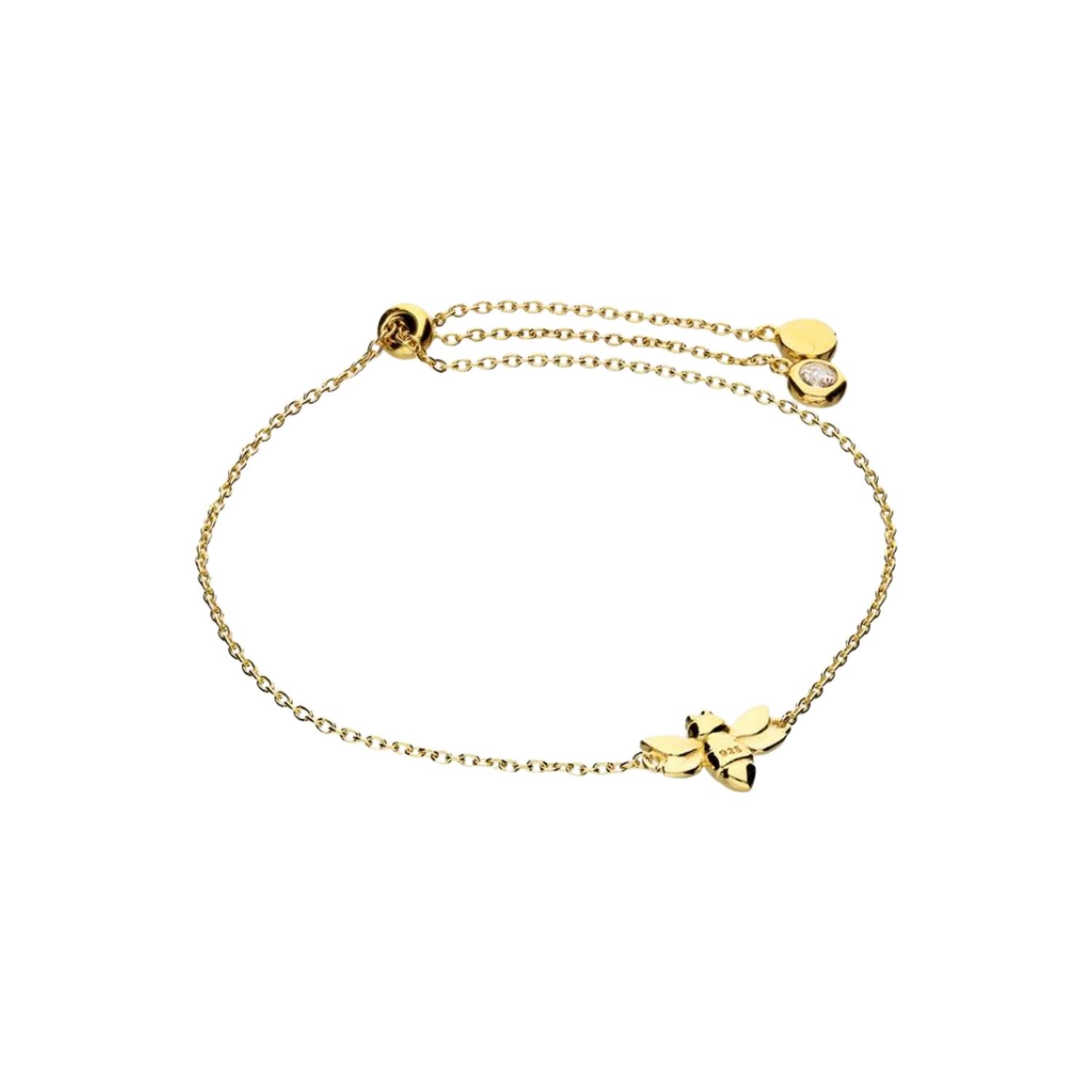 Women’s Adjustable Worker Bee Bracelet Gold Plated Fiyah Jewellery