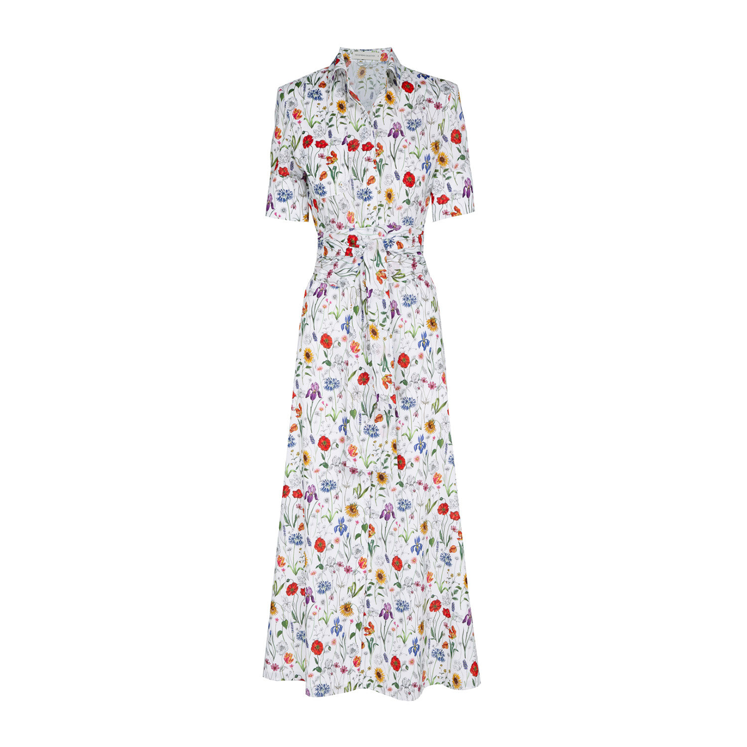 The Extreme Collection Women's Cornelia Liberty London White Printed Midi Shirt Dress With Tie Belt