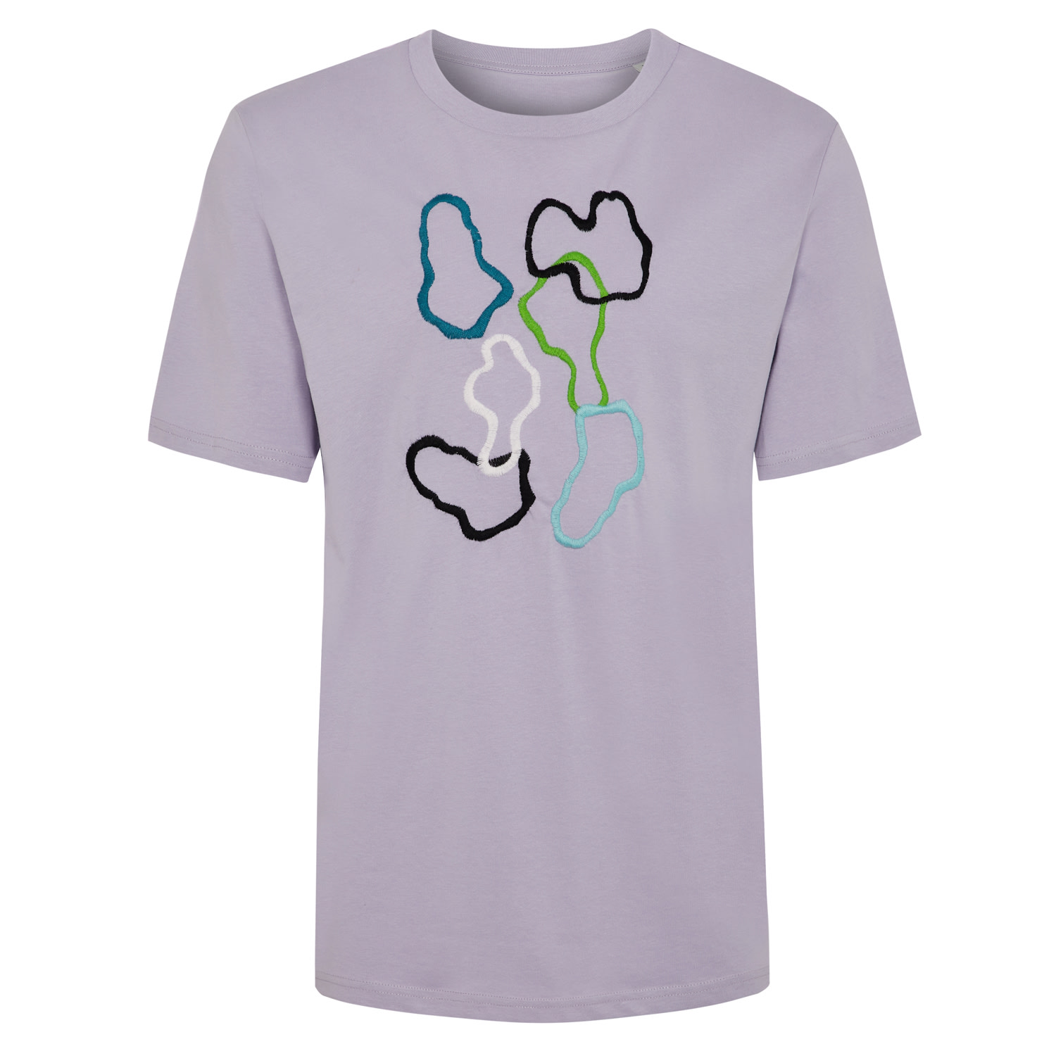 Pink / Purple Abstract Embroidered Organic Cotton T-Shirt Lilac Men Extra Large Ingmarson