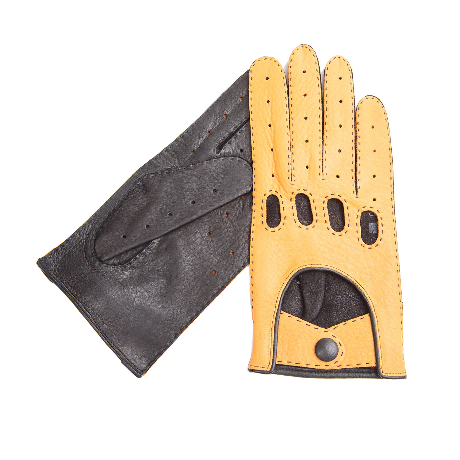 Yellow / Orange Sean / Men Leather Gloves - Orange 9" Karma Leather Gloves