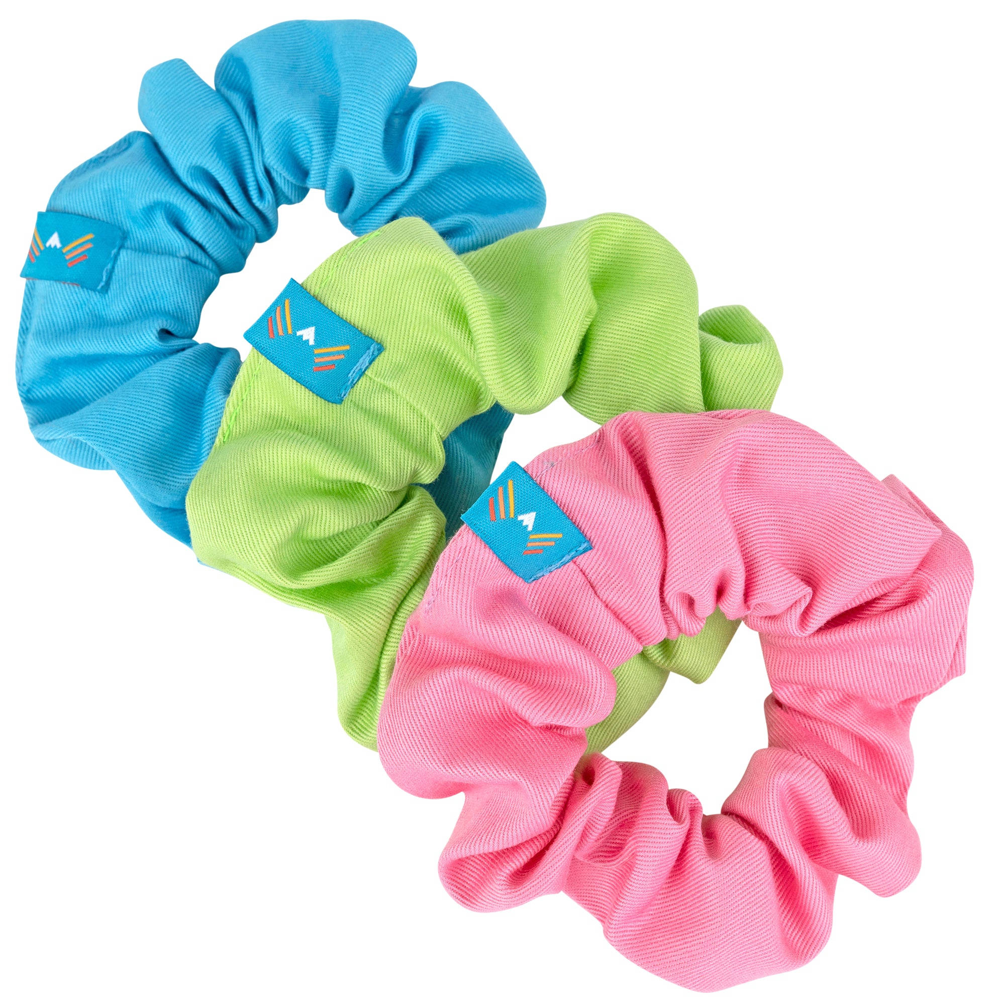 Mokuyobi Women's Green / Blue / Pink Springtime Scrunchie Three Pack In Green/blue/pink