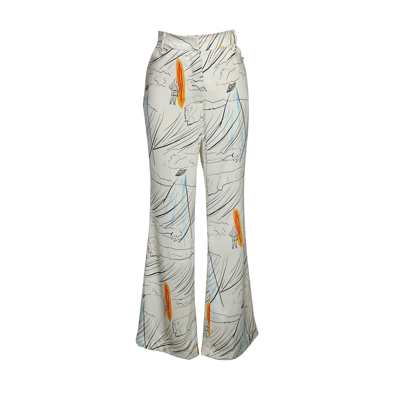 Jennafer Grace Women's White Venusian Silk Trousers In White