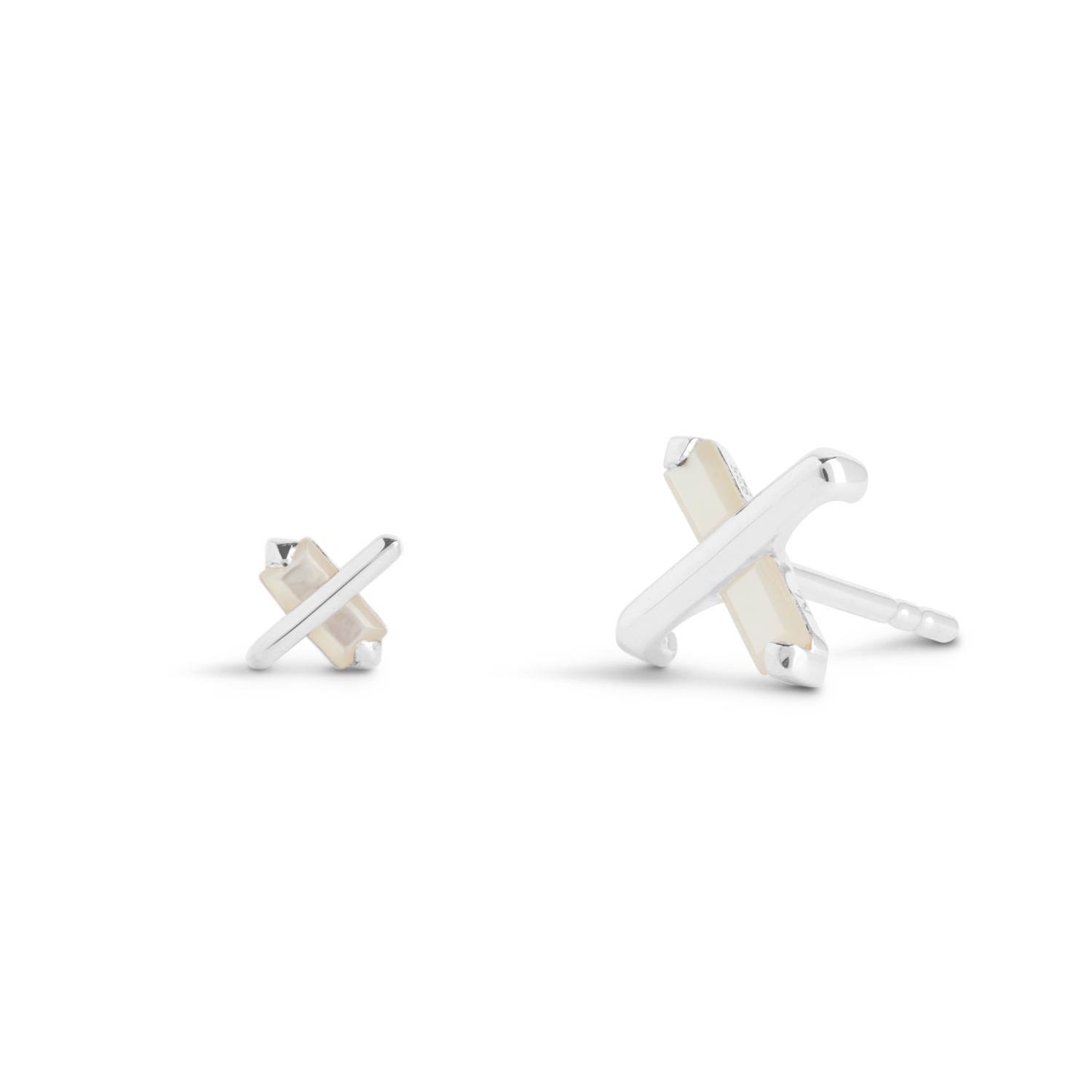 Kasun Women's Silver / White Butterfly Kiss Earrings - June - Pearl - Silver