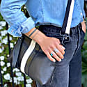 Lynn Tallerico New Nancy In Black Leather With Cream & Black Stripe In Black