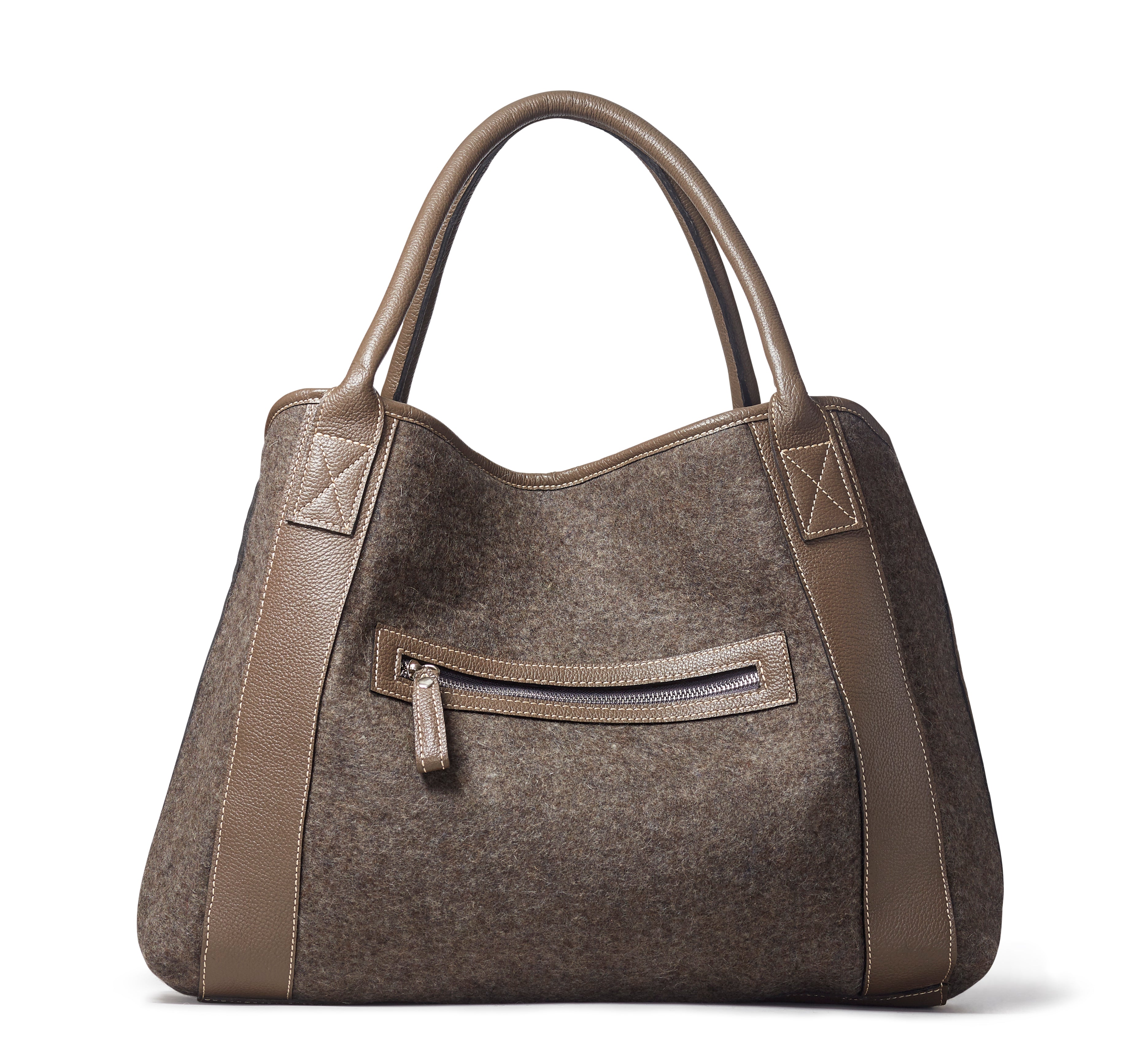 Women’s Michelle Tote - Grey Wool Blend - Grey Leather Modus Rio