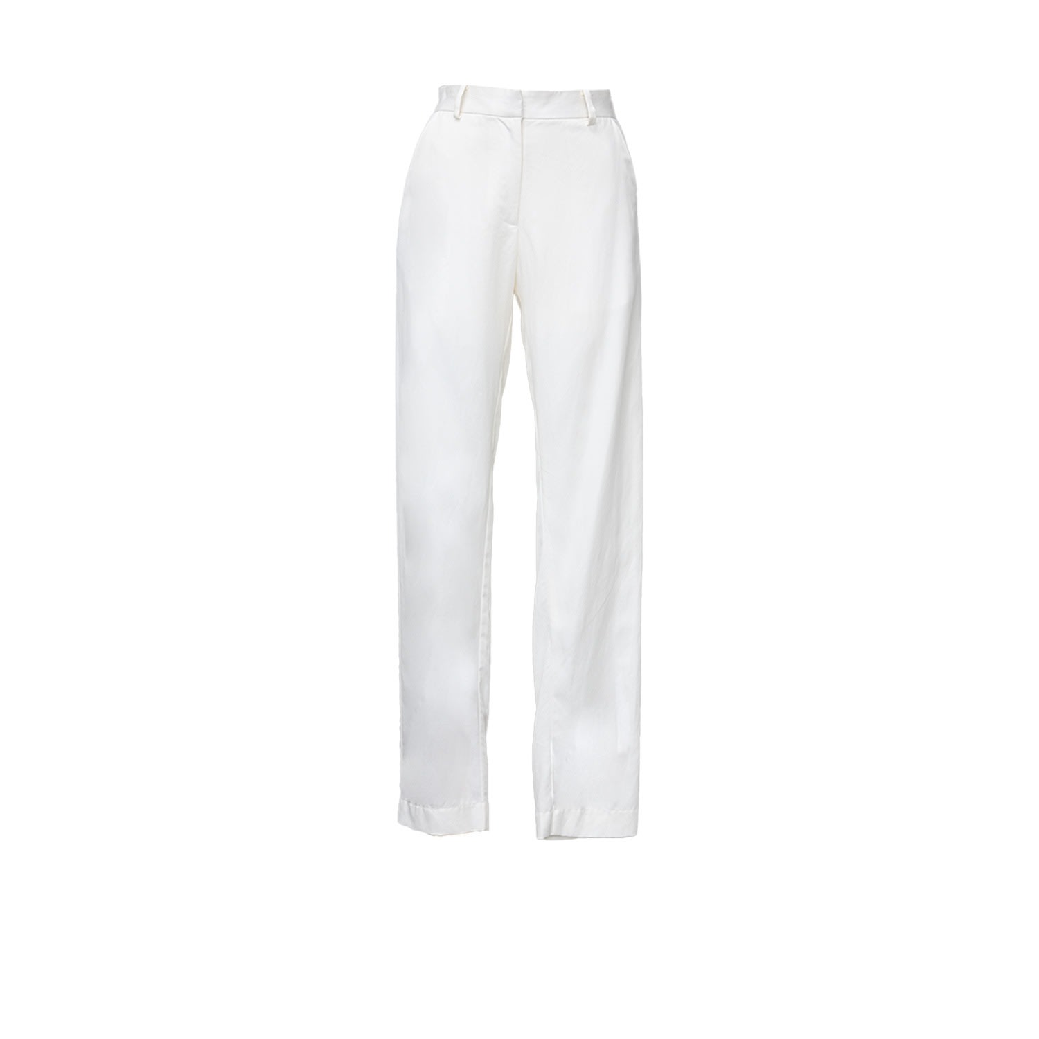 Le Réussi Women's White Linen Tailoring Slim Pants