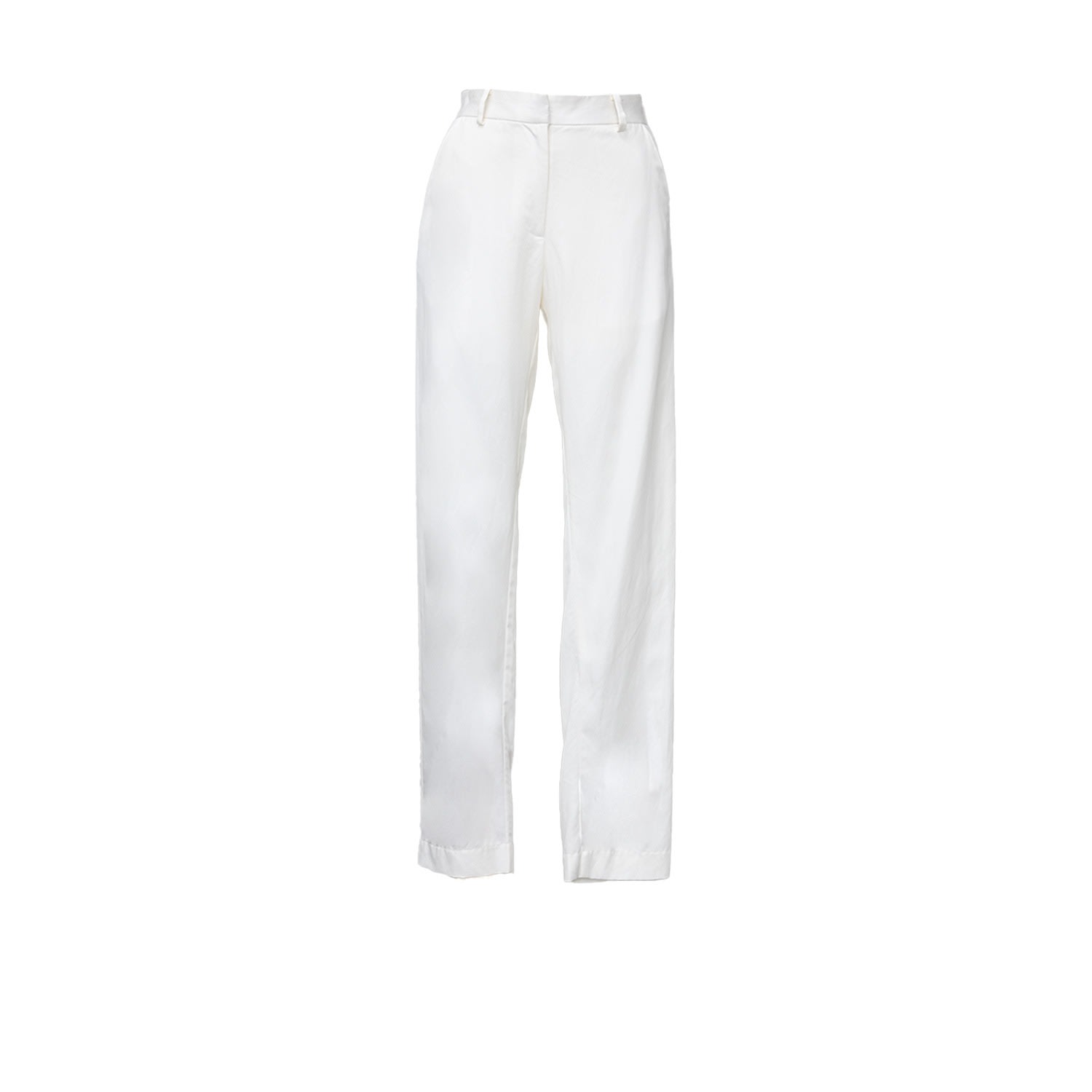 Le Réussi Women's White Linen Tailoring Slim Pants In White