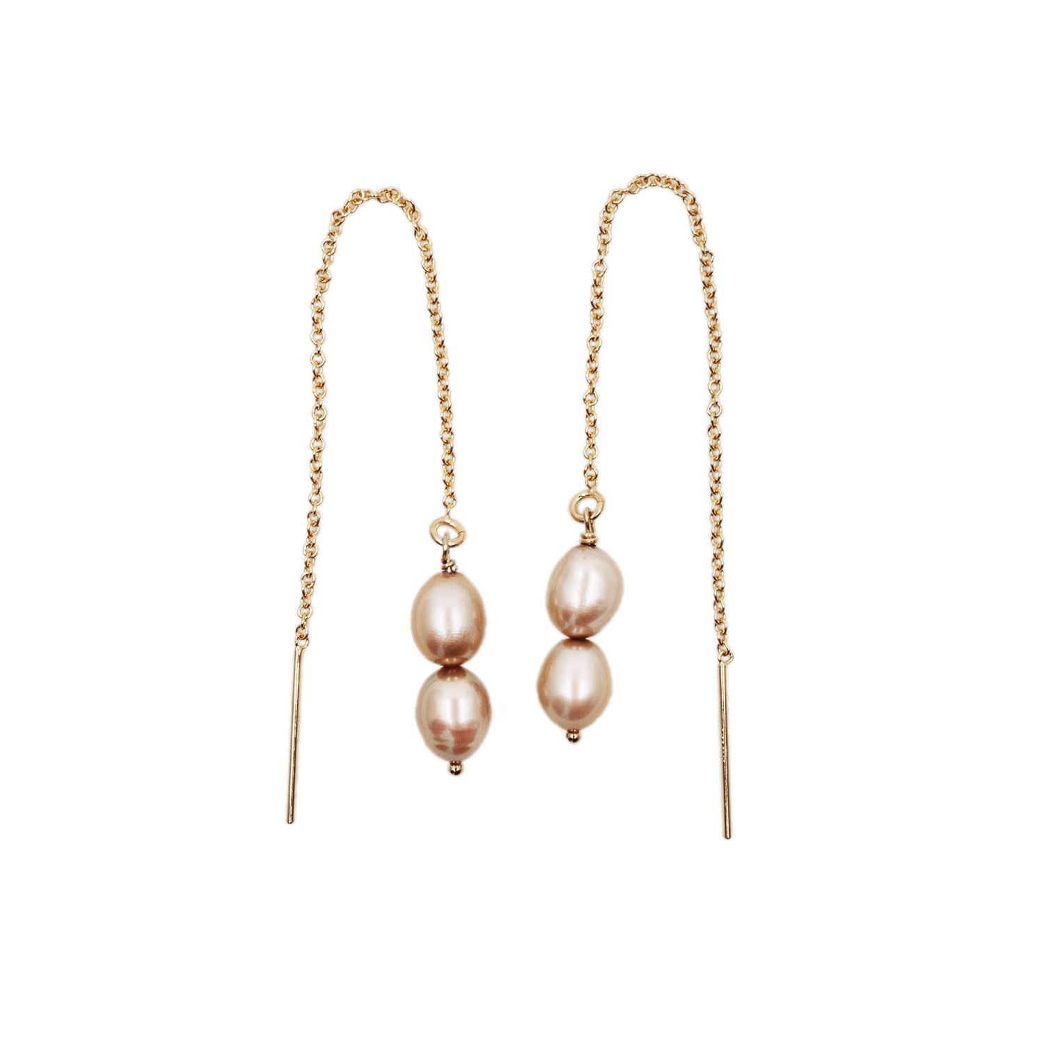 Nakiit Women's Gold / Neutrals / Pink Pink Champagne Droplet Threaders In Multi