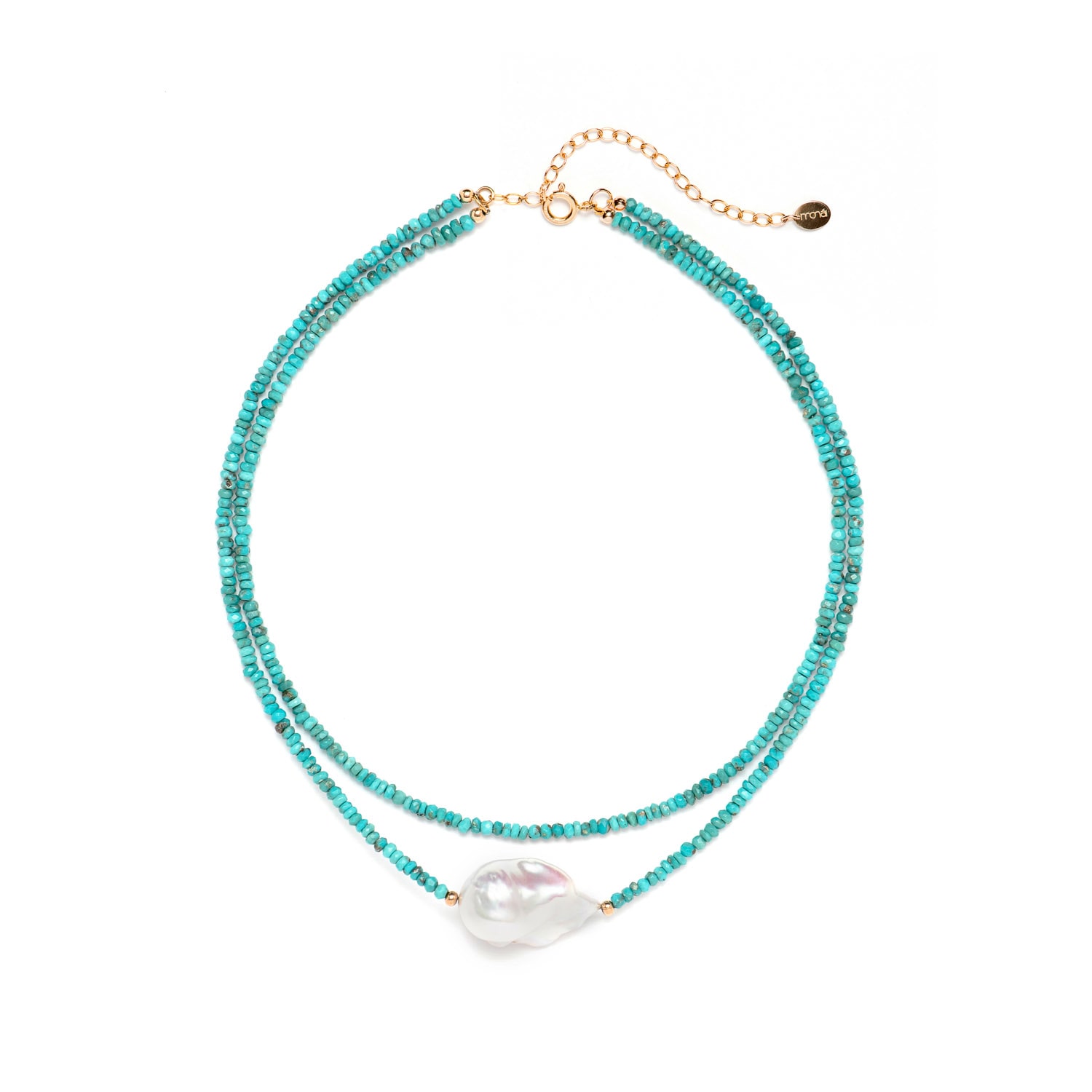 Monái Women's Blue Baroque Pearl Arizona Turquoise Necklace