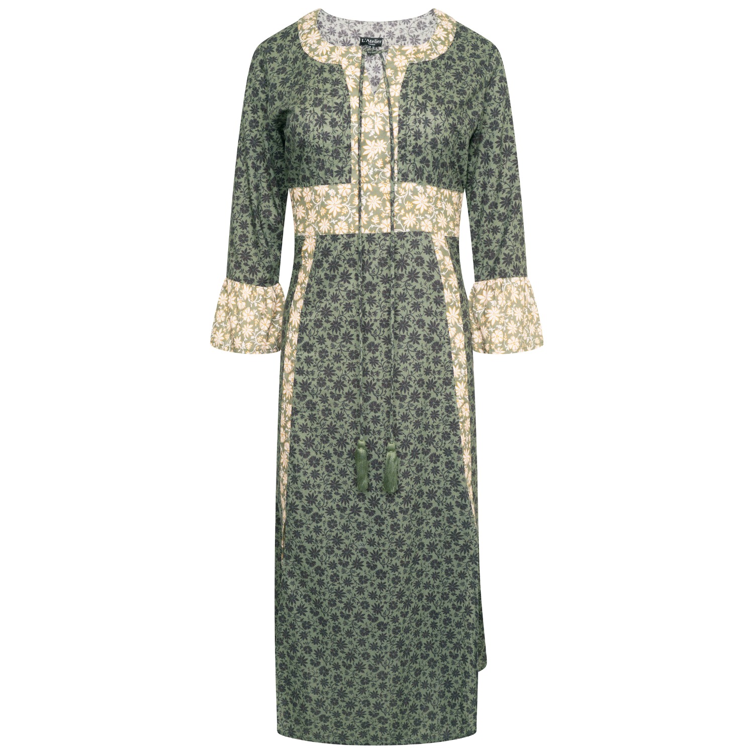 Savanah Green Floral Panel Midi Dress | LAtelier London | Wolf & Badger