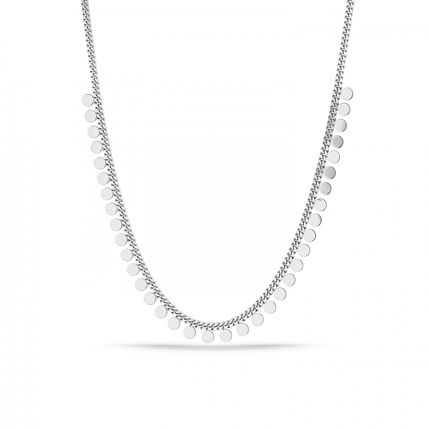 Women’s Disk Charm Coin Chain Necklace In Sterling Silver - Silver Spero London