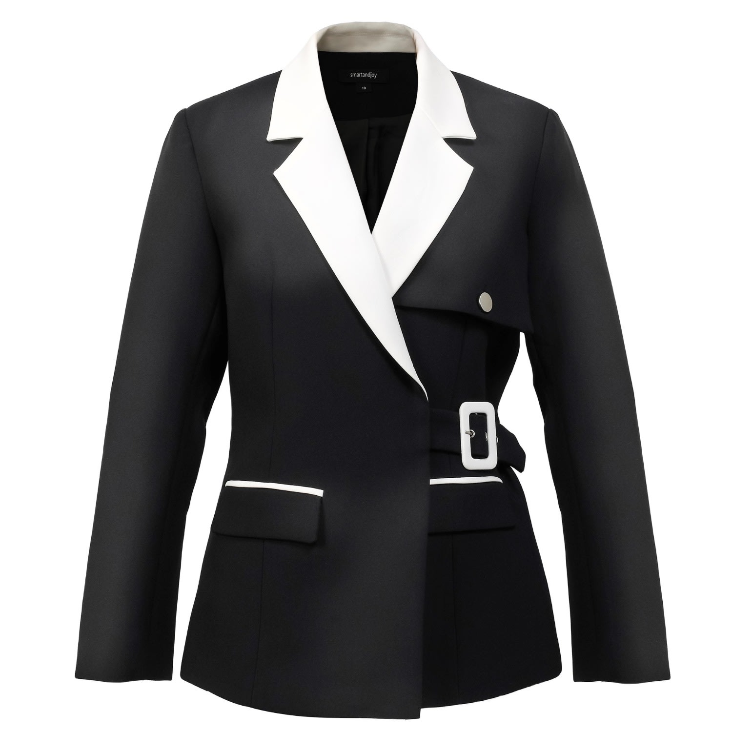 Smart And Joy Women's Black Bi-color Tailor Jacket In Black