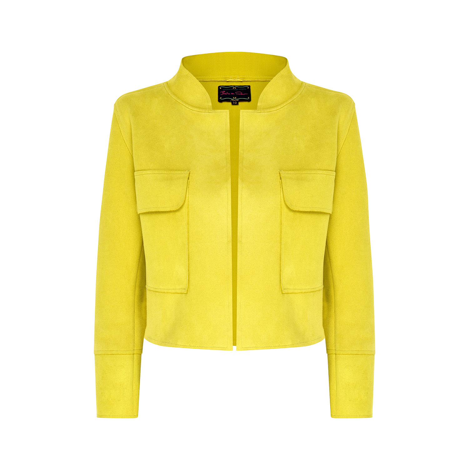 Beatrice Von Tresckow Women's Yellow / Orange Lime Yellow Faux Suede Maya Cropped Jacket