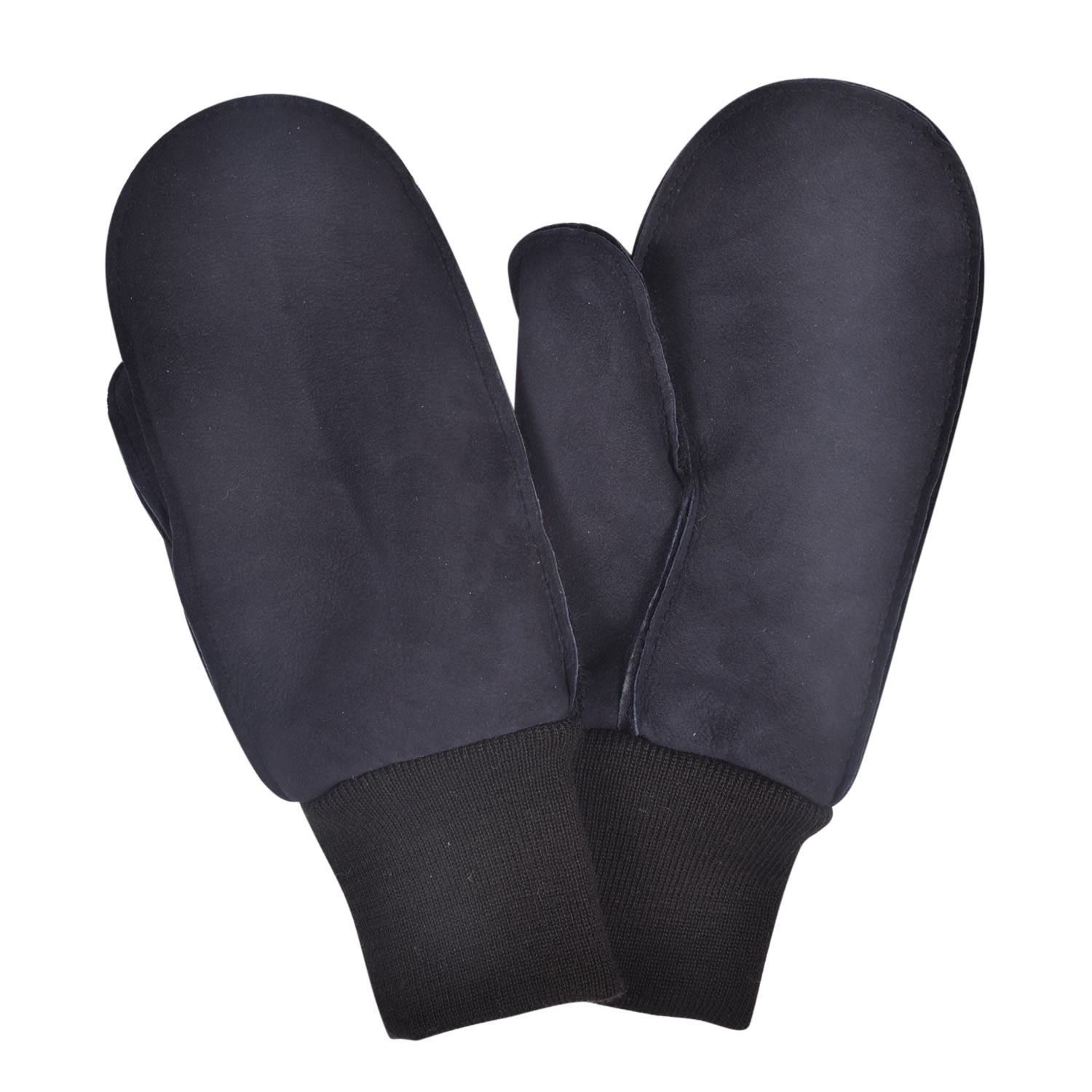 Women’s Blue Sheepskin Mittens Navy - Broom Medium Owen Barry