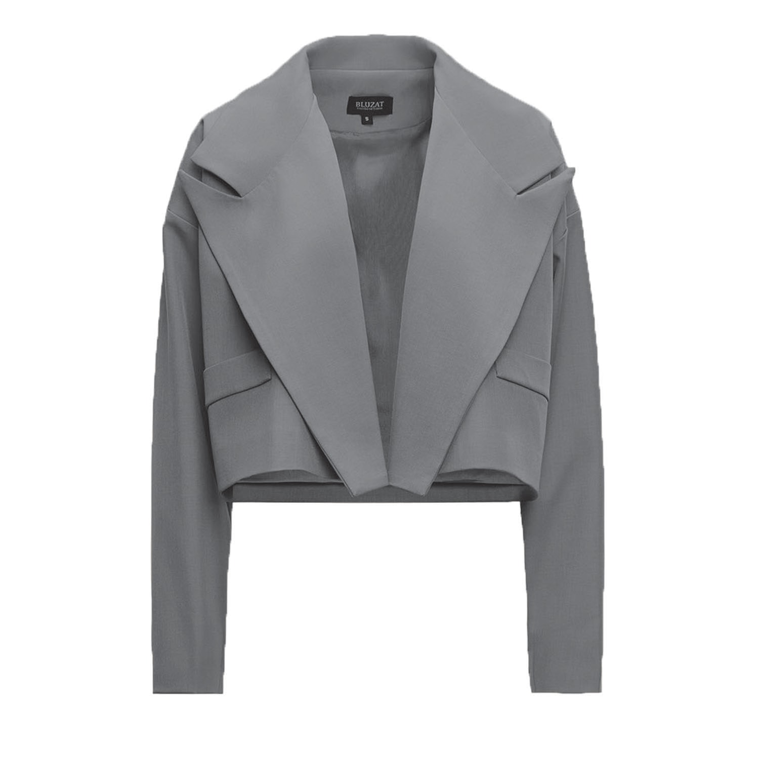 Bluzat Women's Neutrals Grey Cropped Blazer In Gray