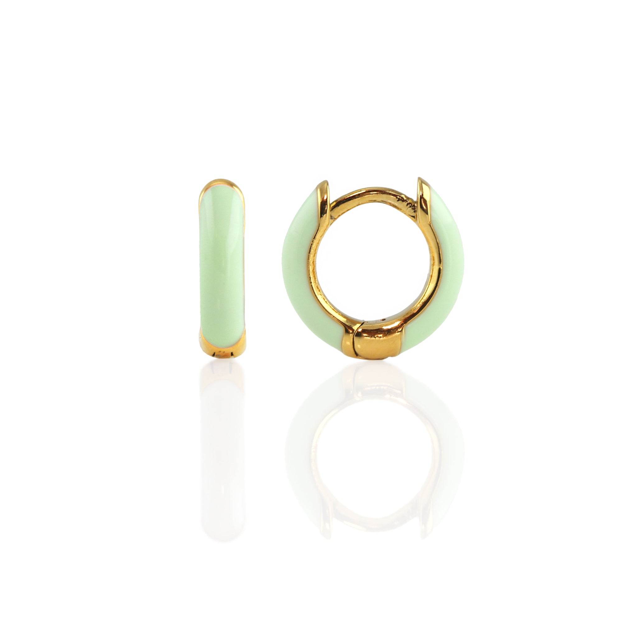 Women’s Green / White Soft Mint Enamel Hoop Earrings Gold Vermeil Kris Nations