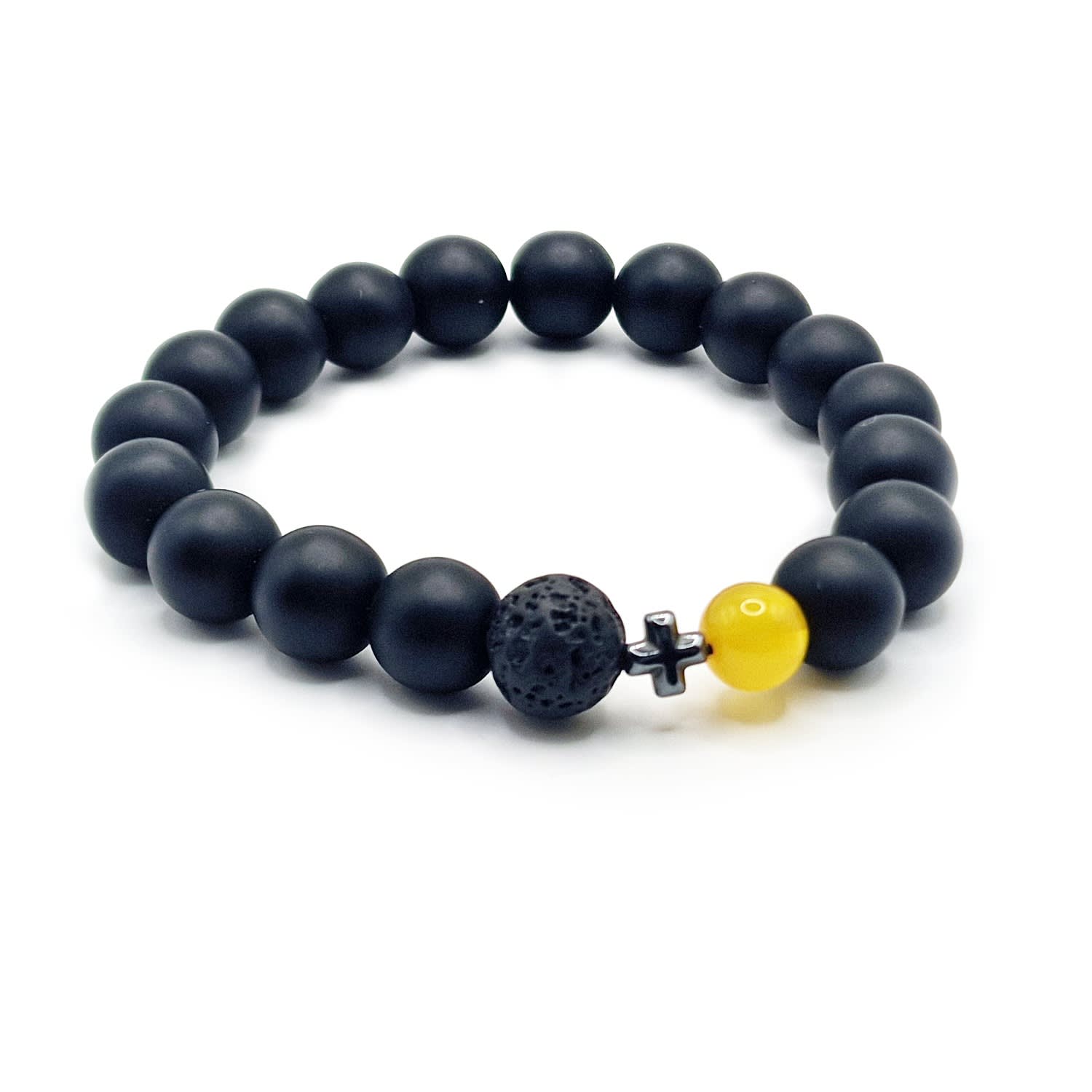Laura Daili Men's Black / Yellow Amber Spirit Bracelet In Black