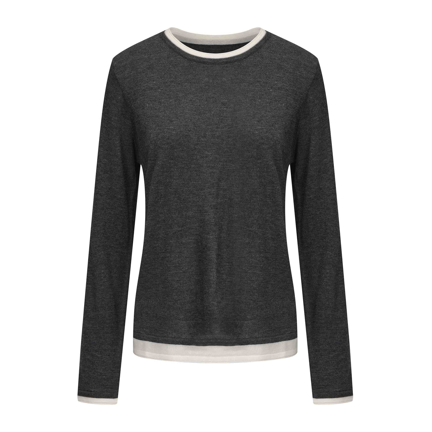Mute By Jl Women's Grey / White Two Tone Wool Blend Knit Top Grey