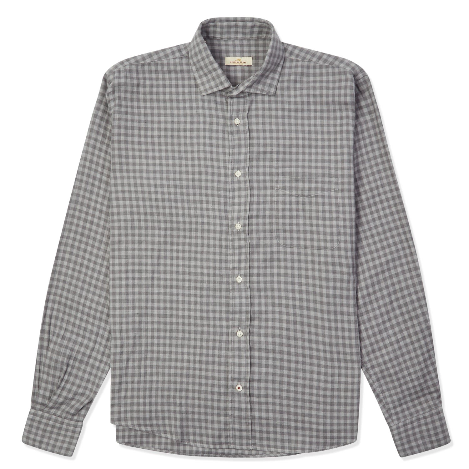 Burrows And Hare Men's Gingham Shirt - Grey In Gray