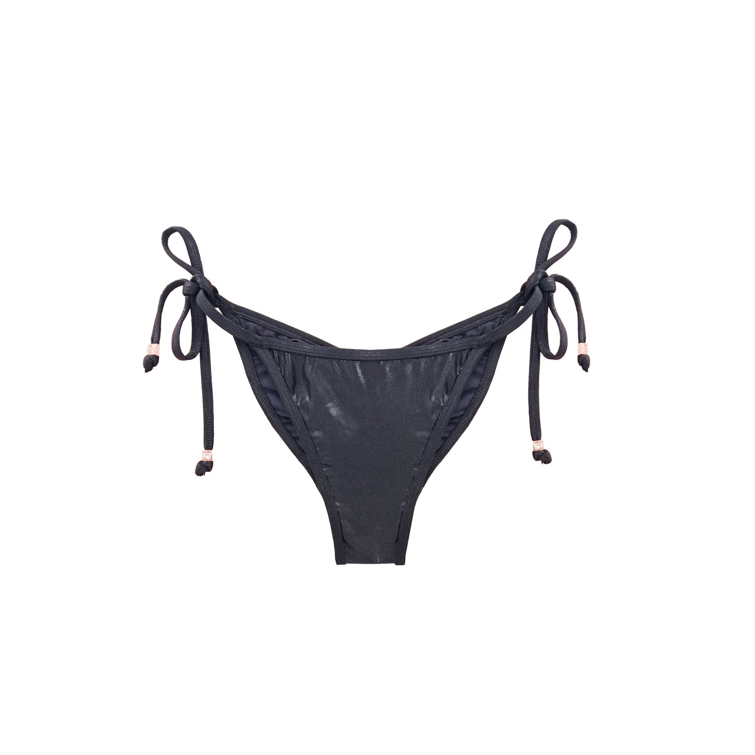 Women’s Metallic Tie-Side Bikini Bottom Pia - Black Medium Elin Ritter Ibiza