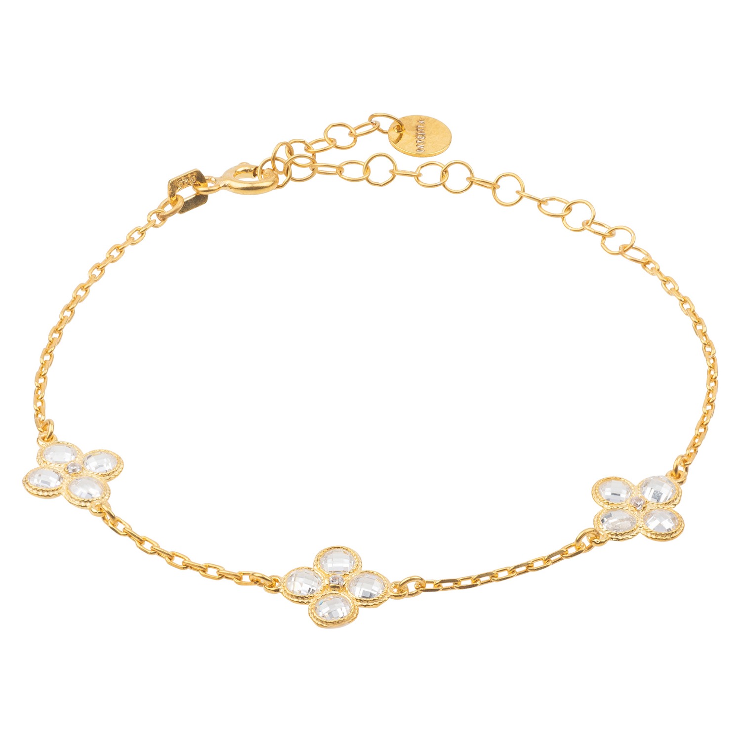 Gold Blue Clover Bracelet – Wilhelmina Garcia