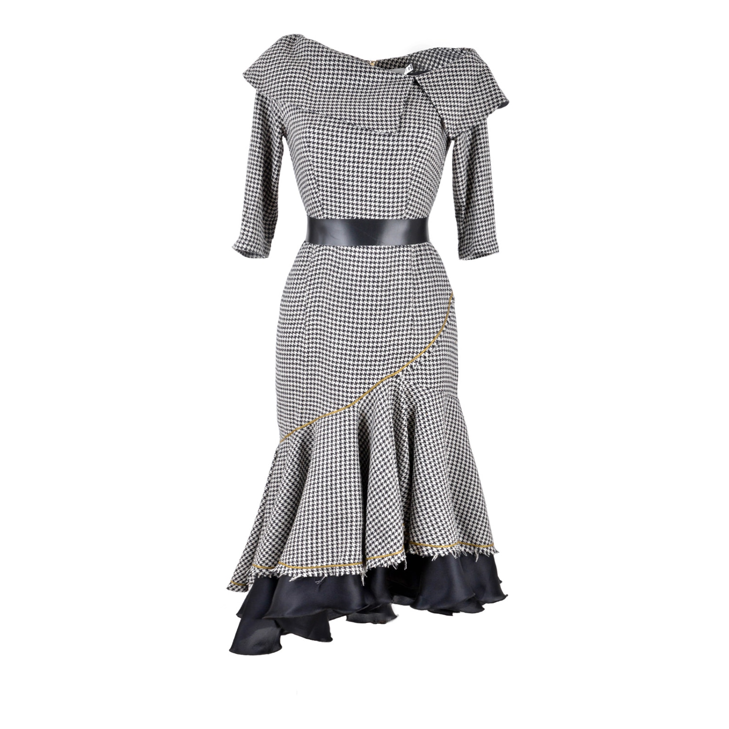 Rua & Rua Women's Black / White Asymmetrical Mermaid Off-shoulder Silk Dress In Black/white