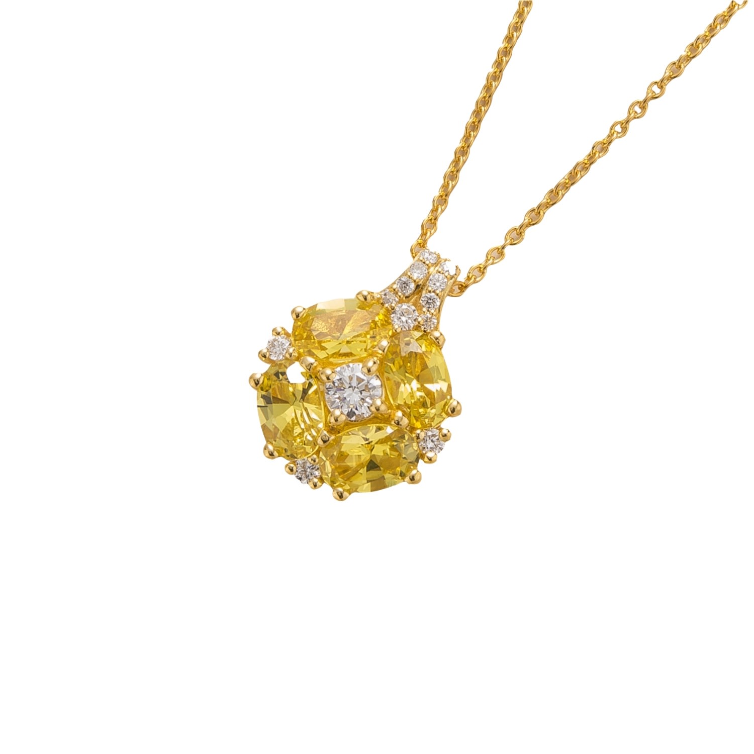 Women’s Yellow / Orange / White Pristi Gold Necklace Yellow Sapphires & Diamonds Juvetti