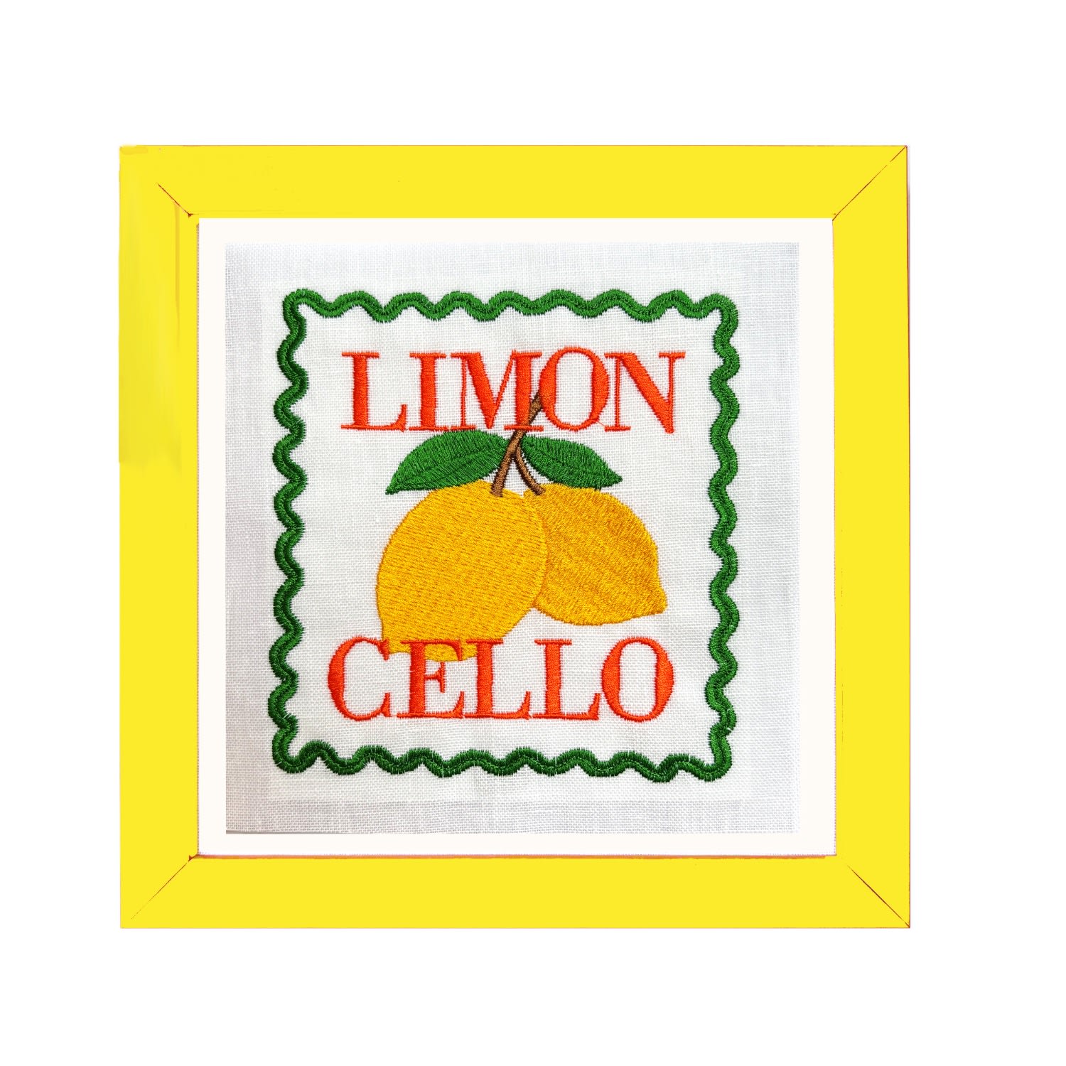 Lilly Loves Yellow Limon Cello Embroidered Artwork