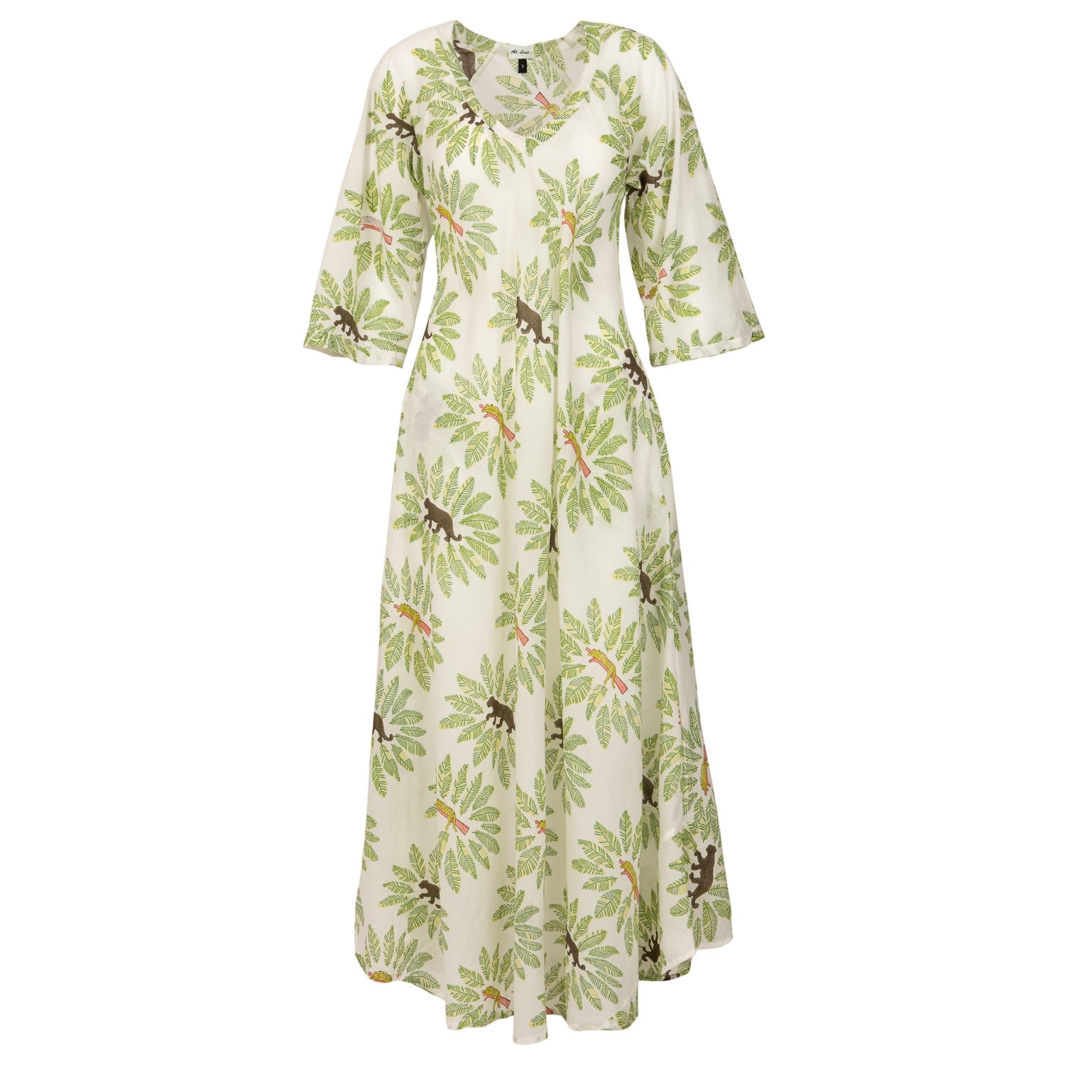 At Last... Women's Anna Cotton Dress - Green In Green