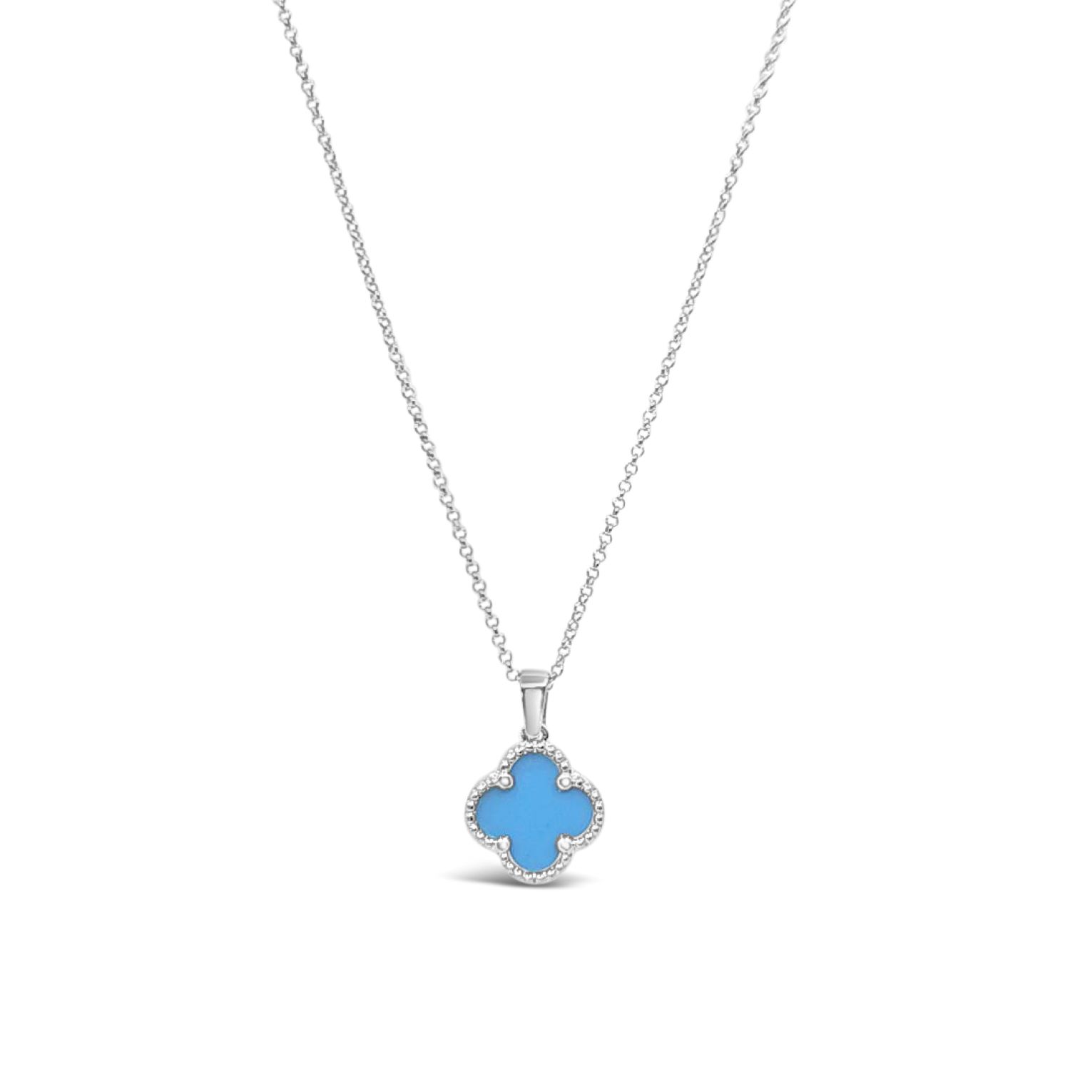 Women’s Silver Clover Pendant-Turquoise Lutiro