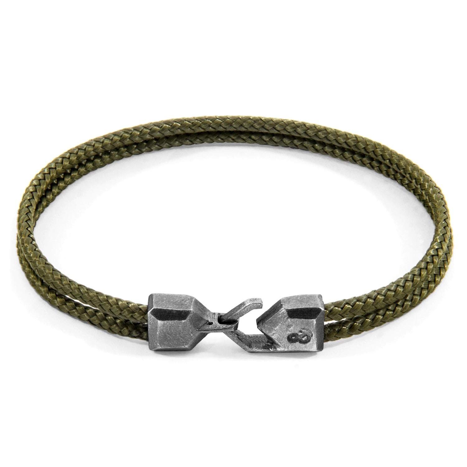 Men’s Silver / Green Khaki Green Cromer Silver & Rope Bracelet Anchor & Crew