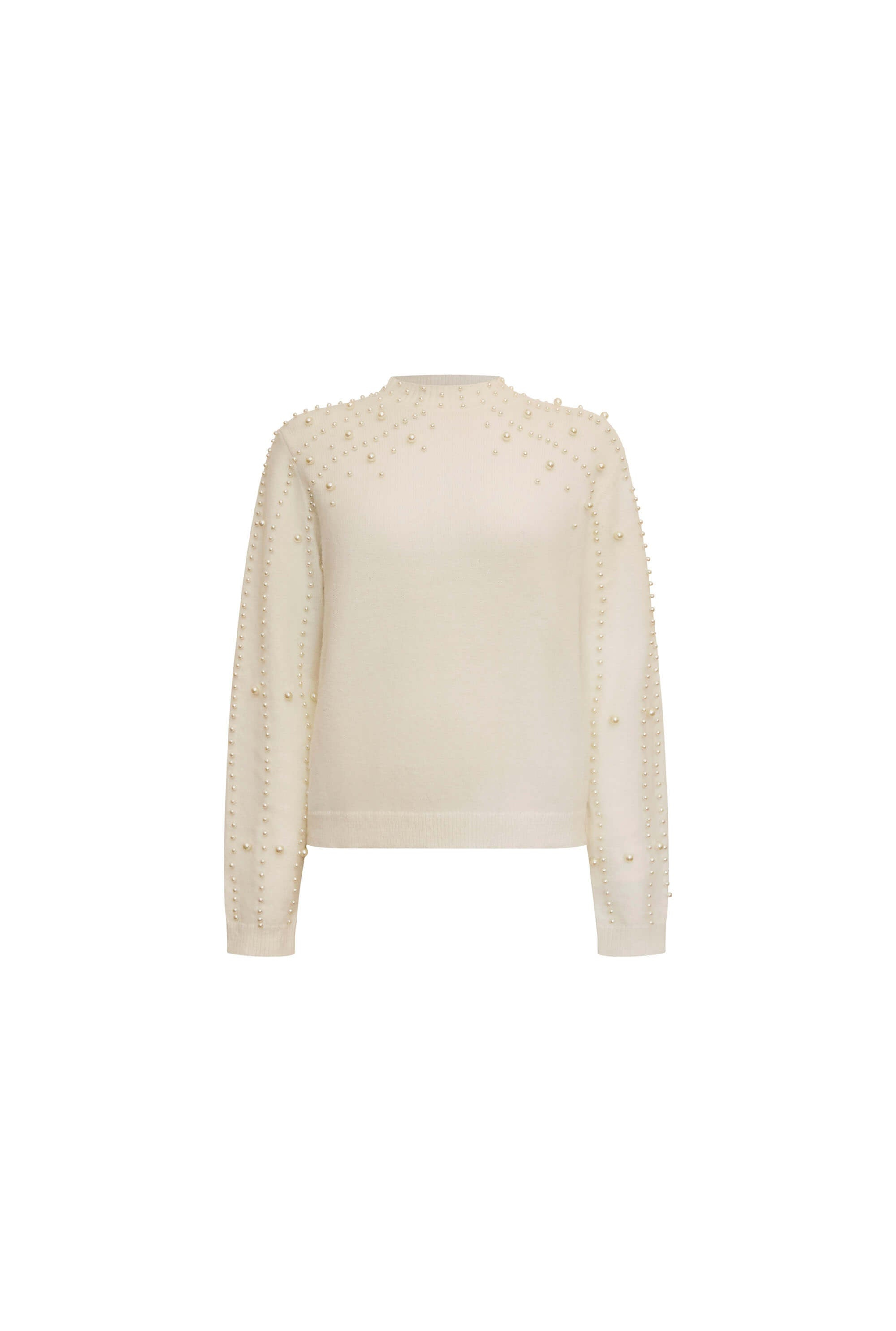 James Lakeland Women's White Cream Pearl Sleeve Jumper In White