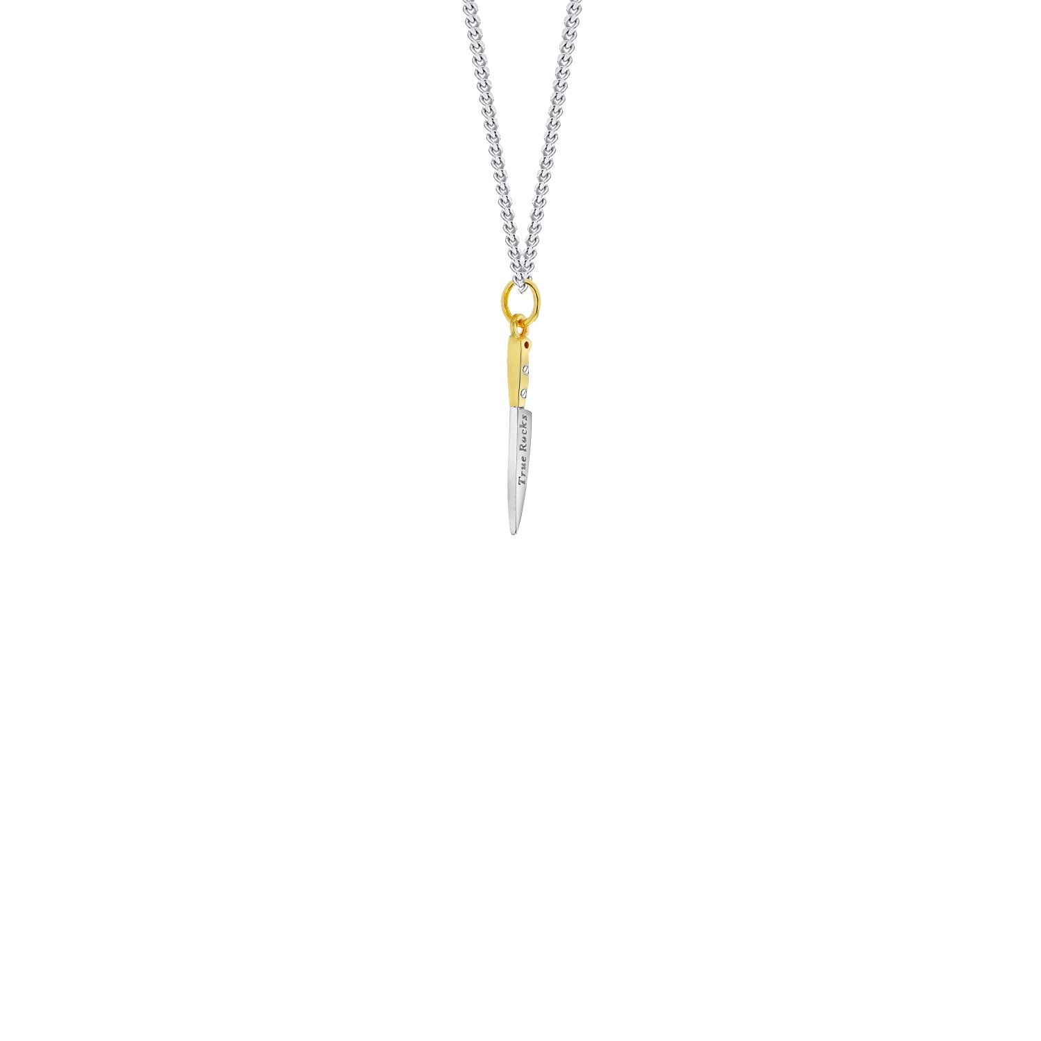 True Rocks Women's 18kt Gold Plate & Sterling Silver 2 Tone Mini Knife Pendant In White