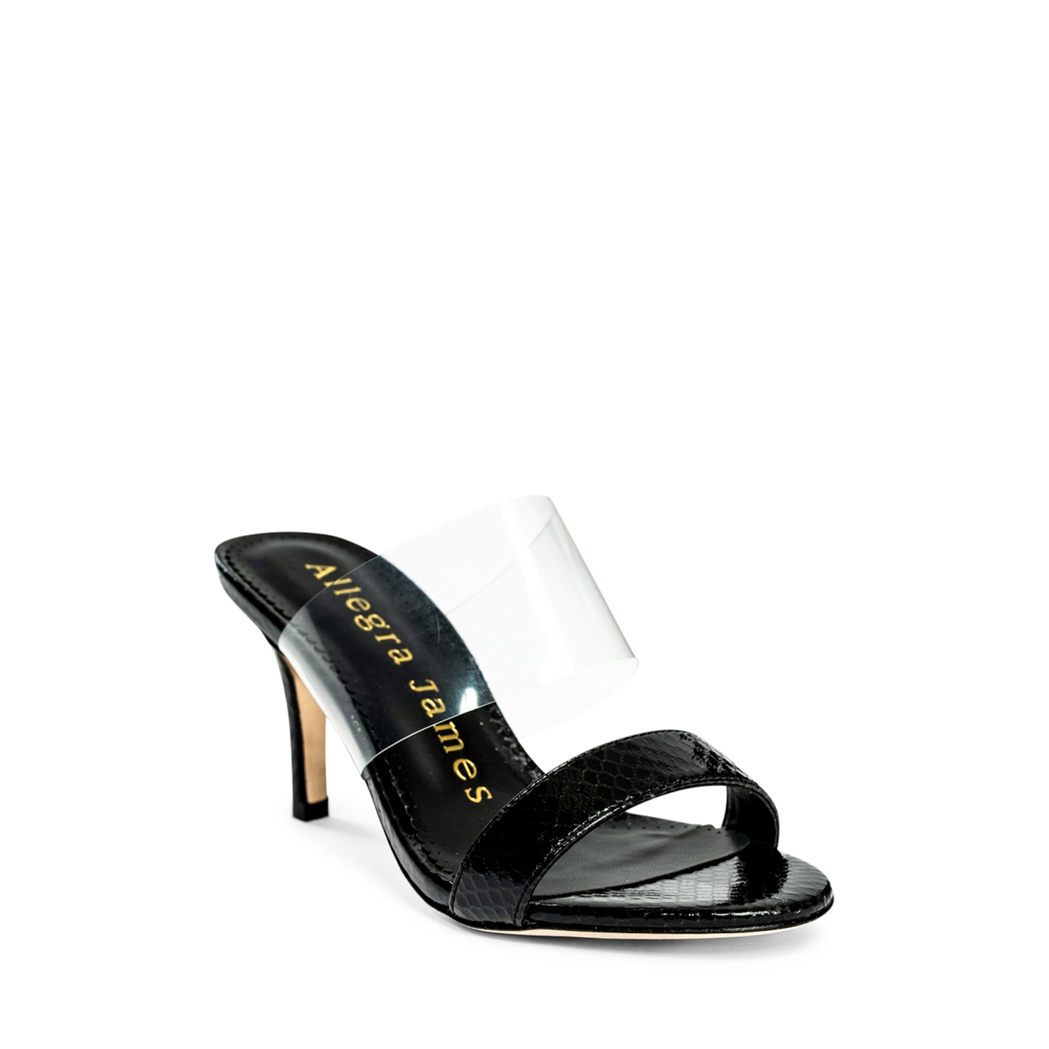 Allegra James Women's Chelsea Black Snake Printed Leather Evening Party Wedding Sandal